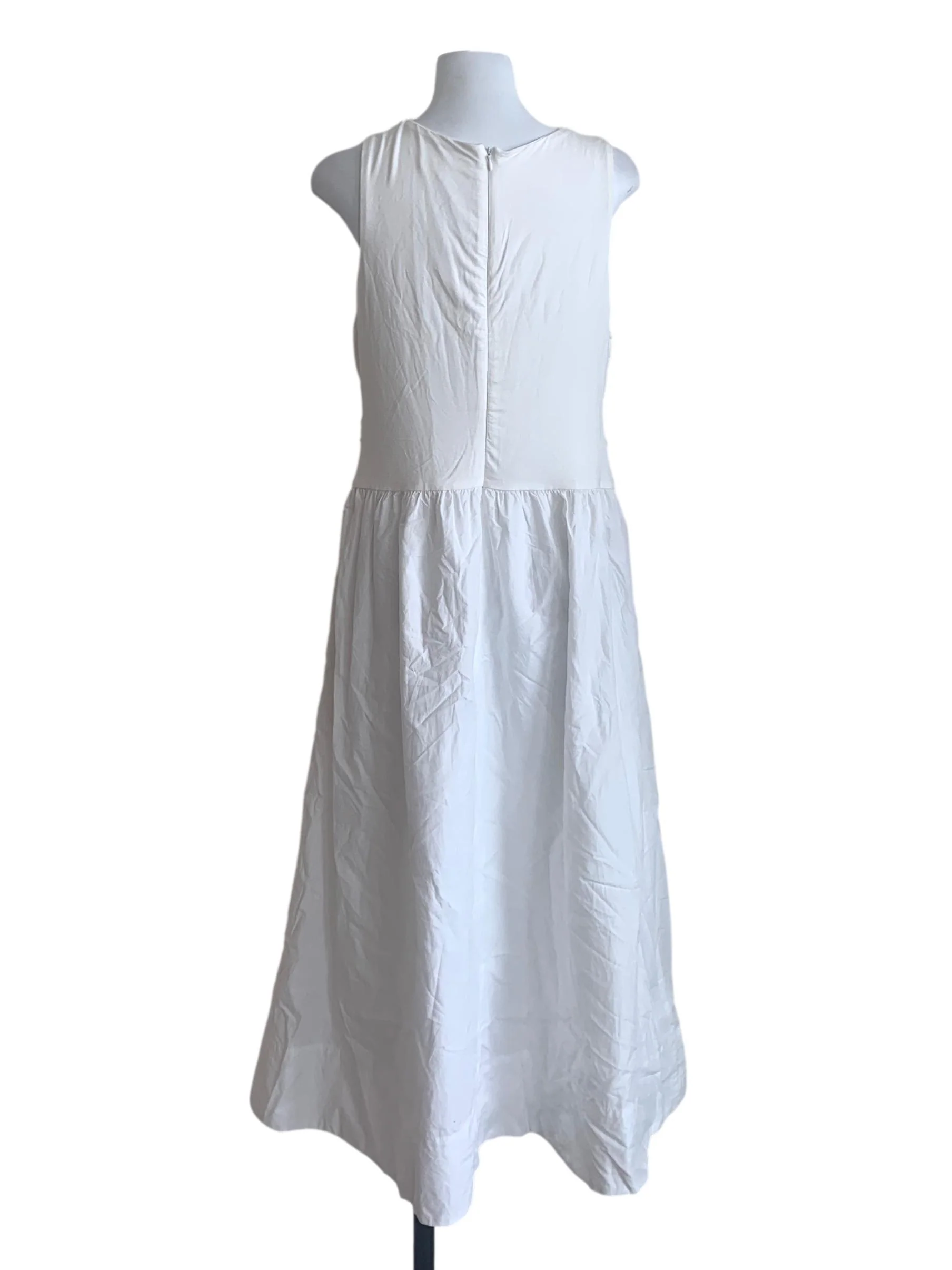 Chiffon White Round Neck Bouffant Dress - Image 2