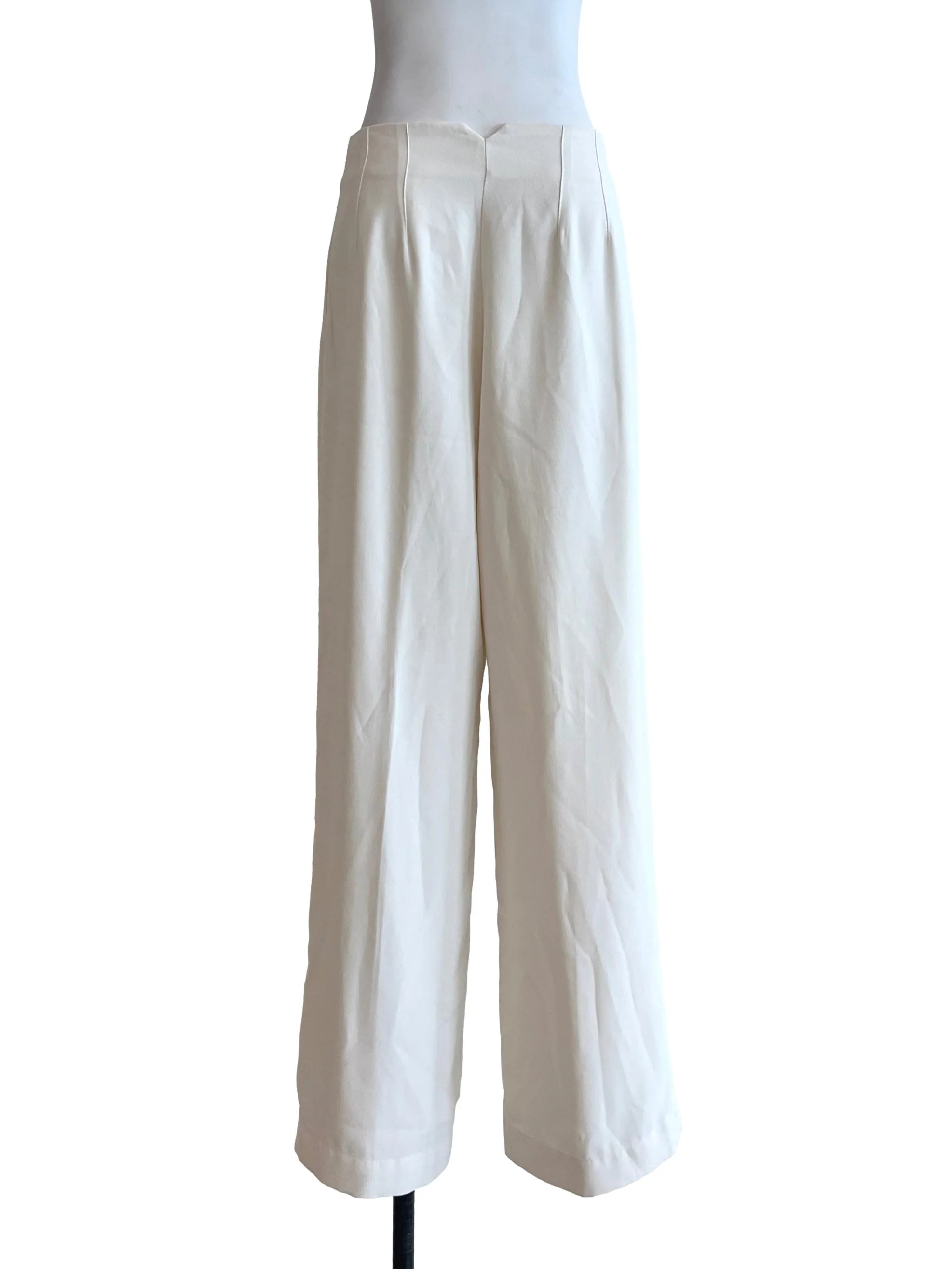 Chiffon White Wide Leg Pants - Image 2