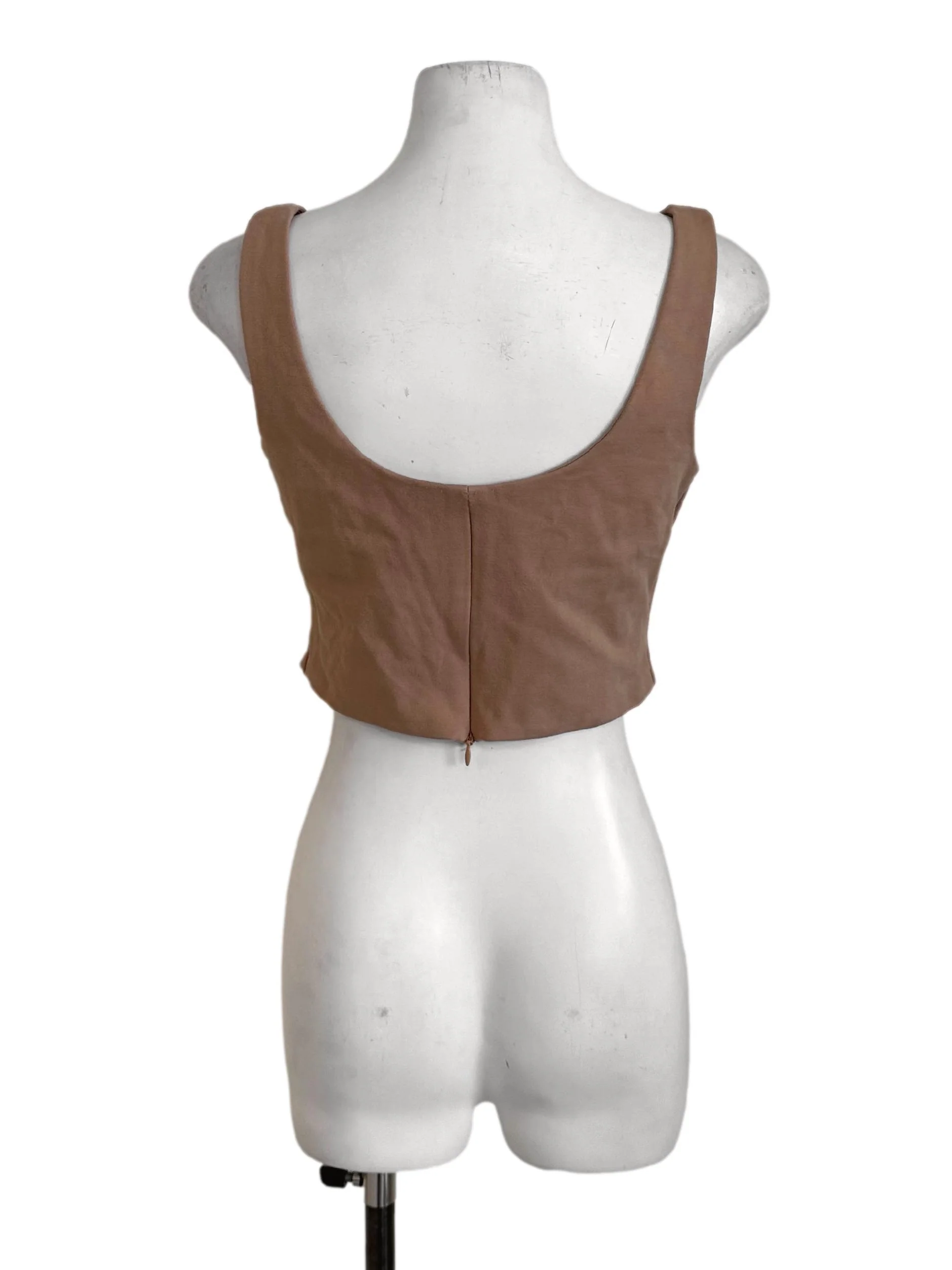 Chocolate Brown Square Neck Fitted Top - Image 2