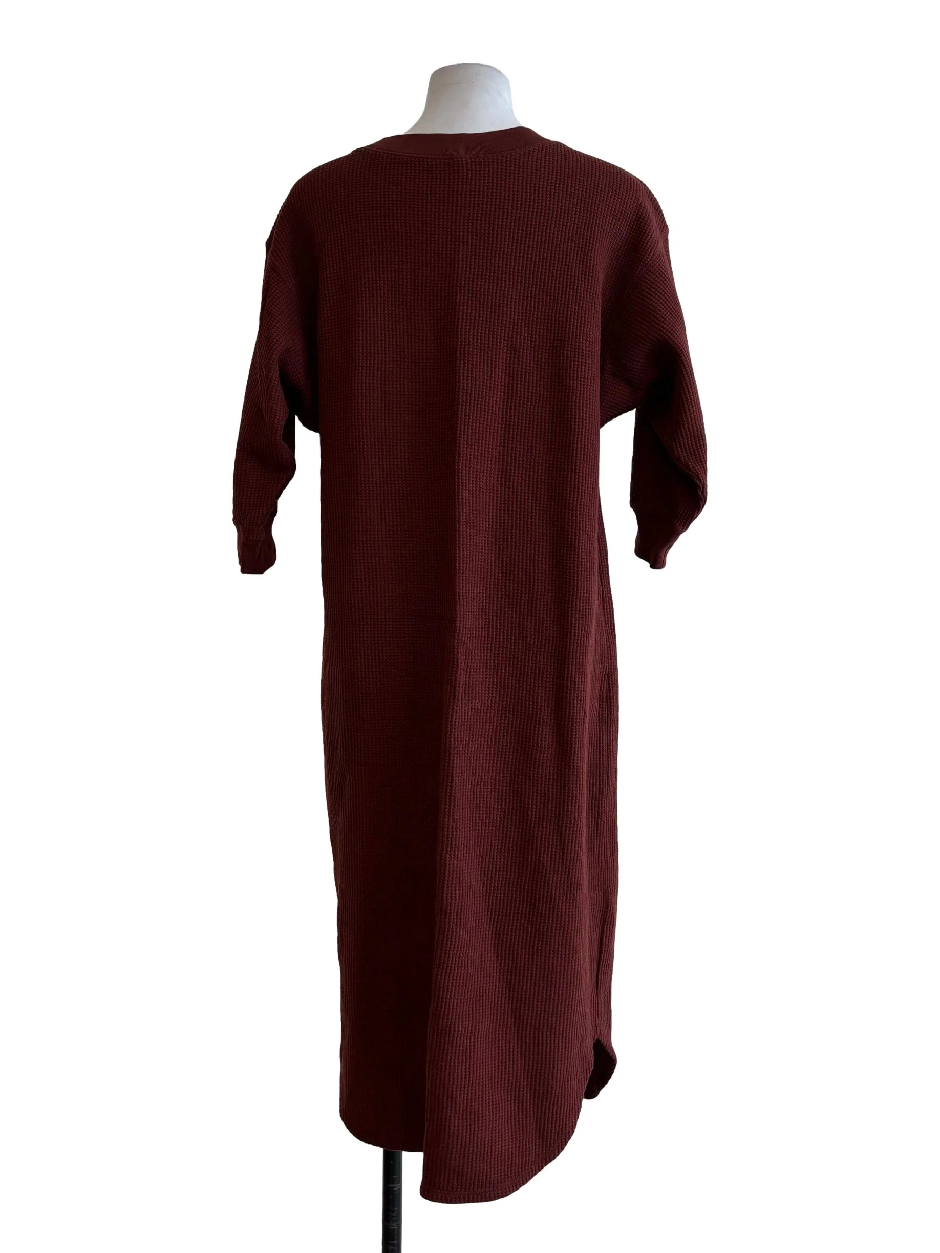 Chocolate Long Sleeve Waffle Dress - Image 2
