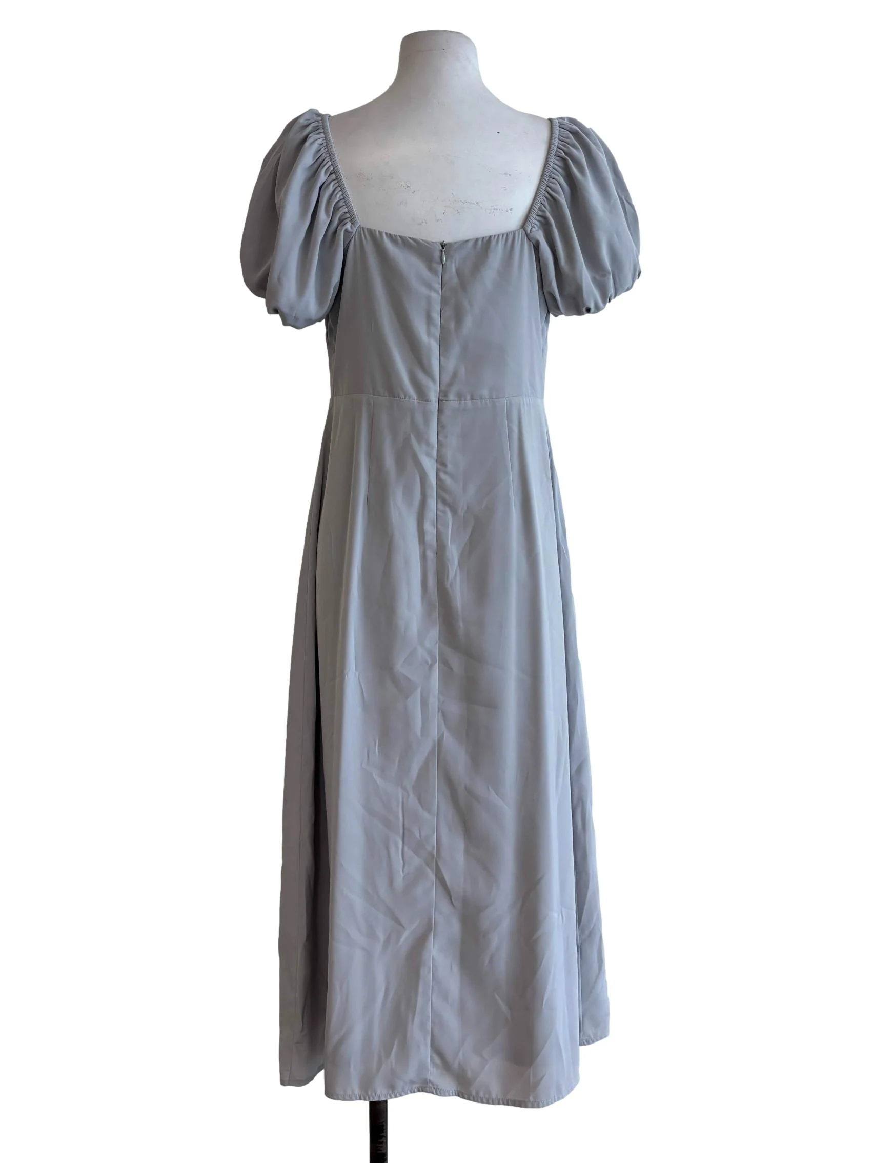 Chrome Grey Puff Sleeve Flowy Dress - Image 2