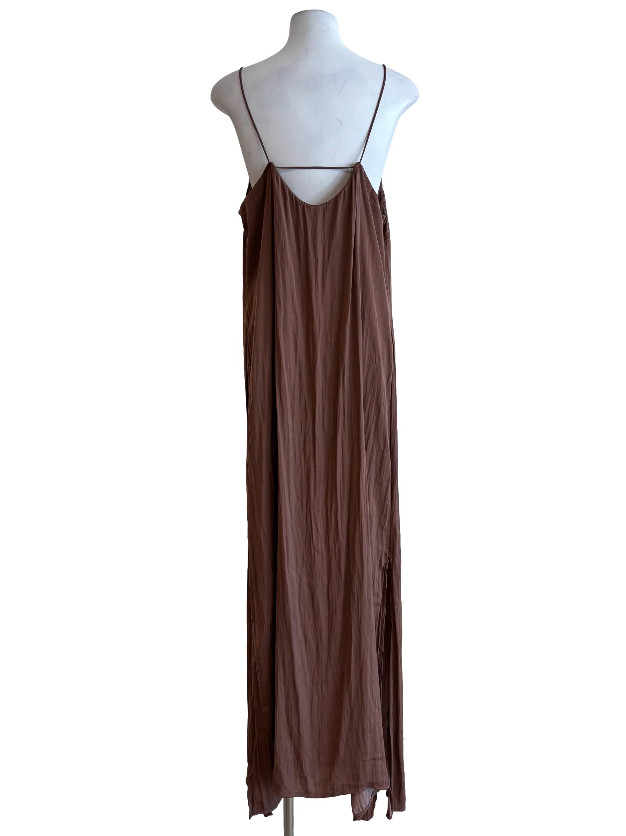 Clay Brown Satin Slip Dress - Image 2