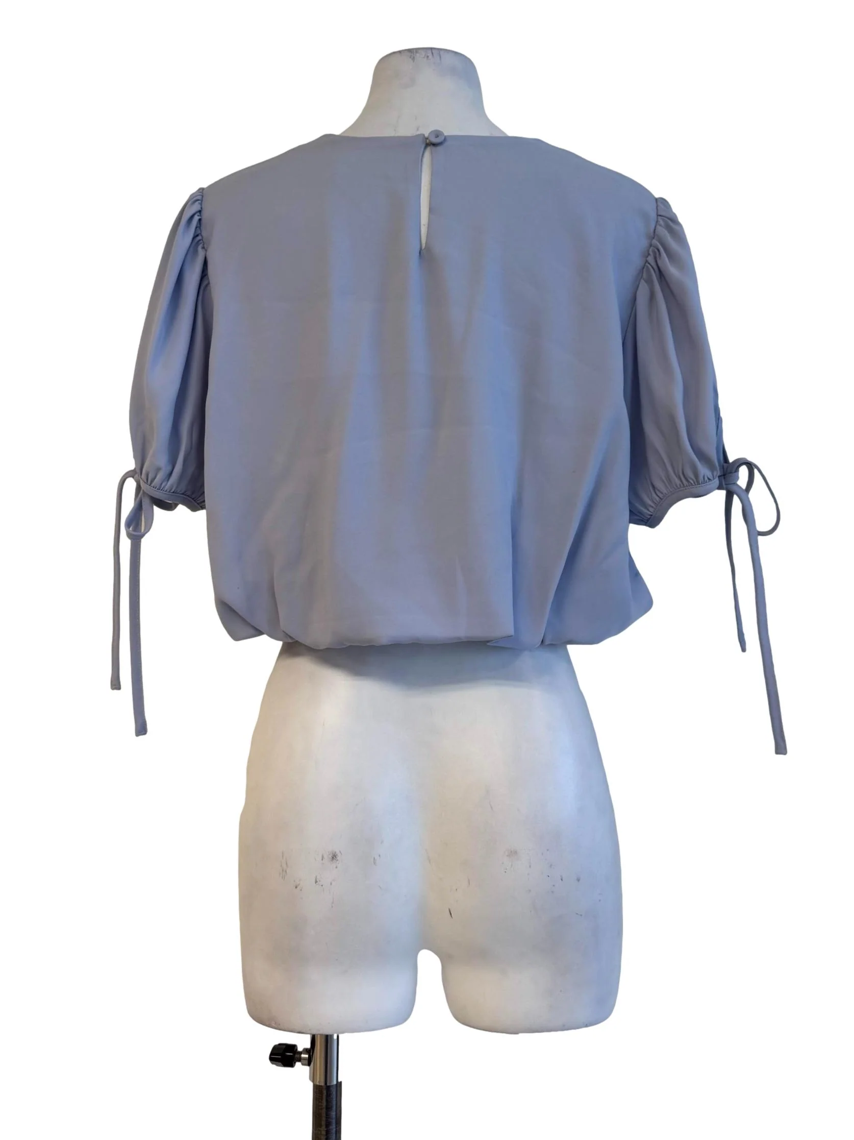 Cloud Blue V Neck Blouse - Image 2