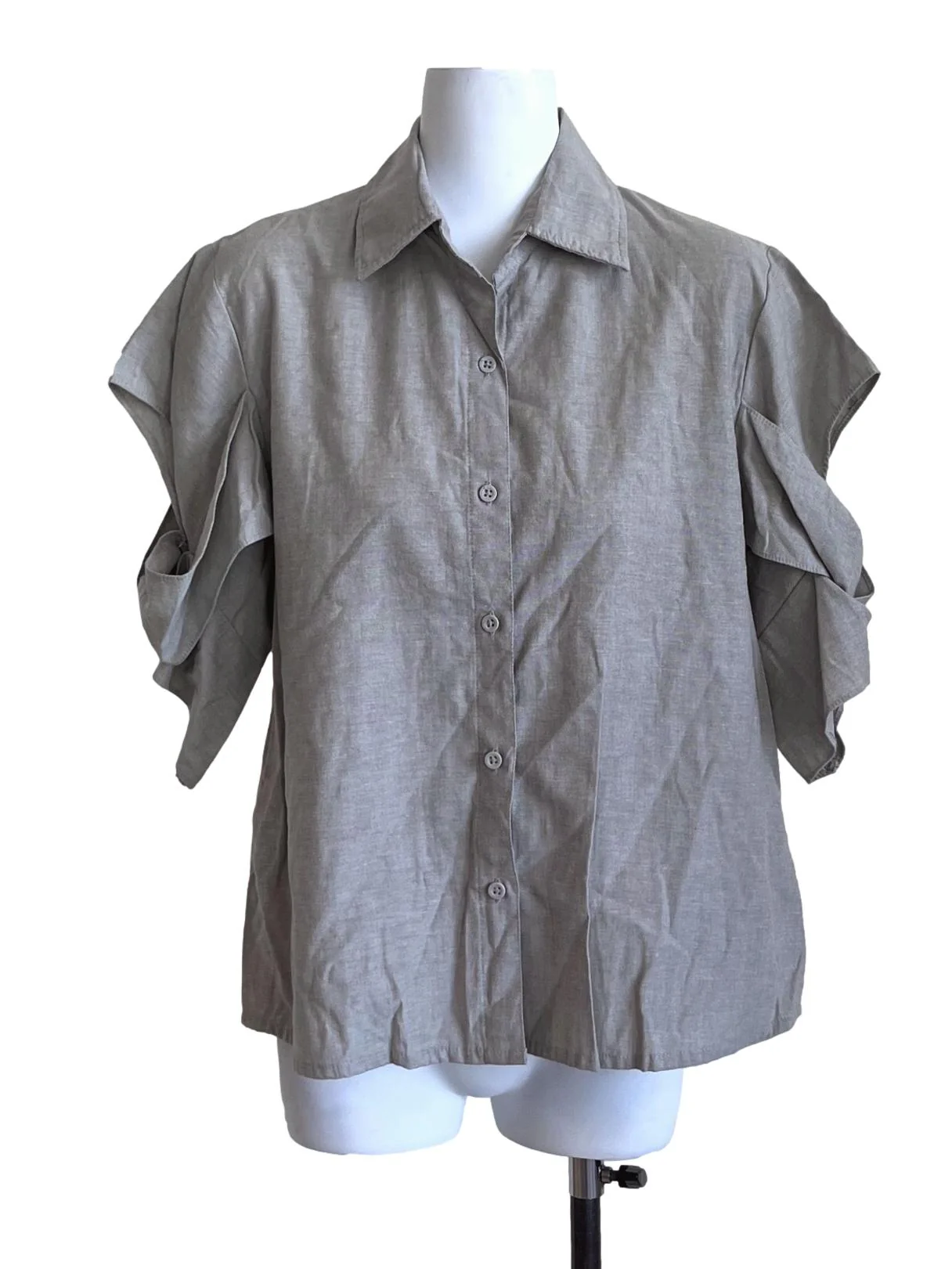 Cloud Grey Layered Sleeve Top