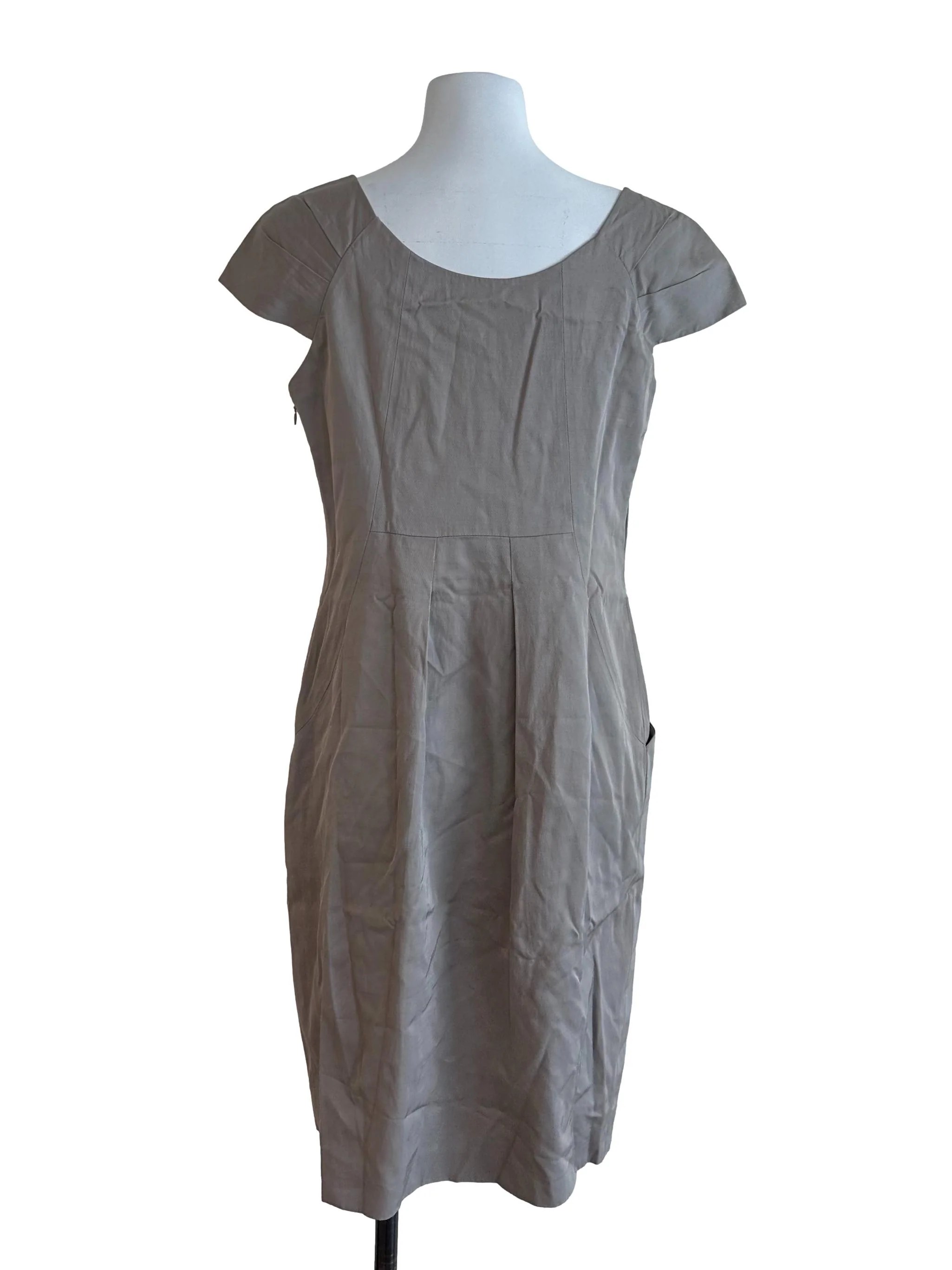 Cloud Grey Scoop Neck Sheath Dress - Image 2