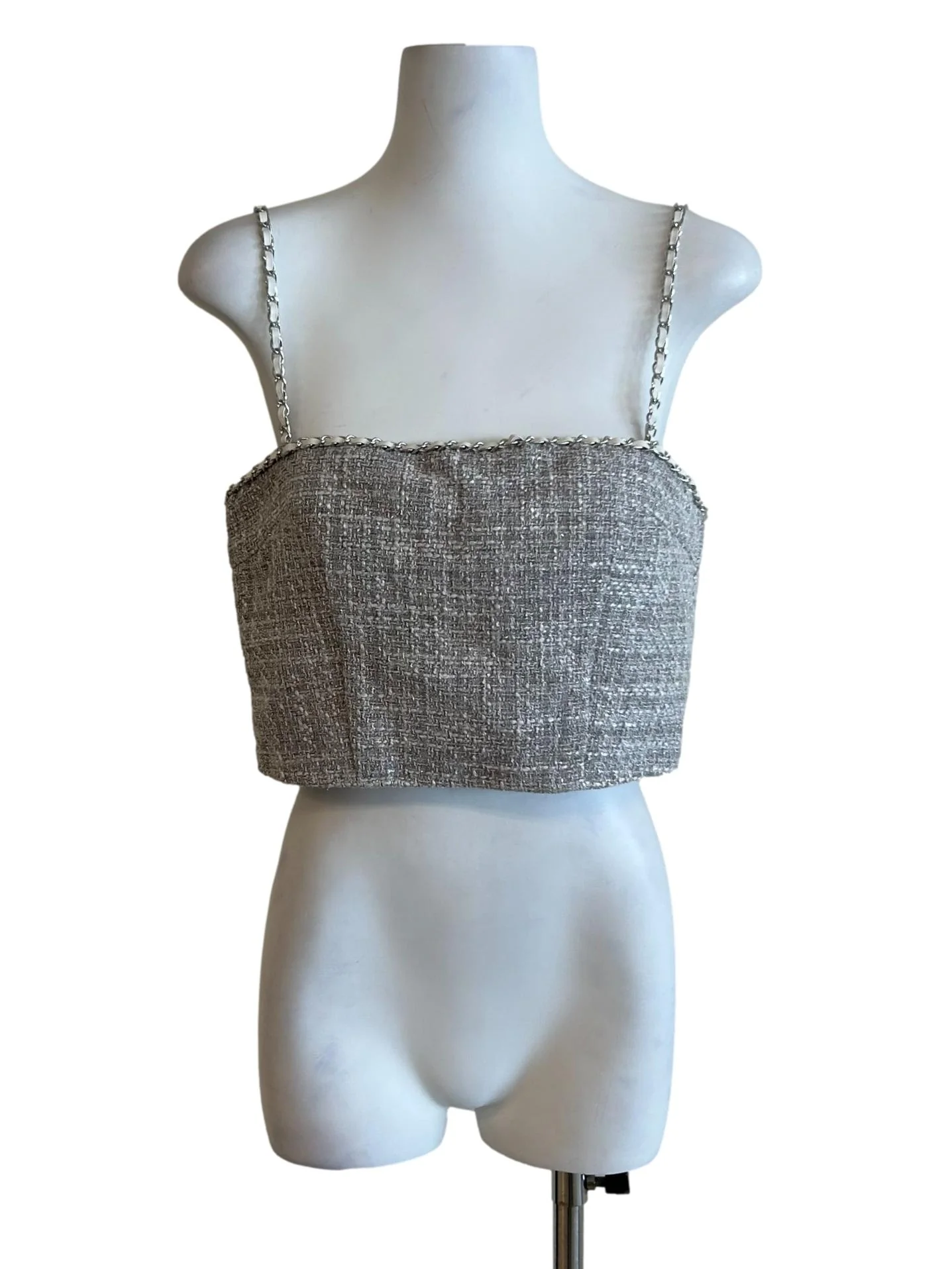 Cloud Grey Tweed Crop Top