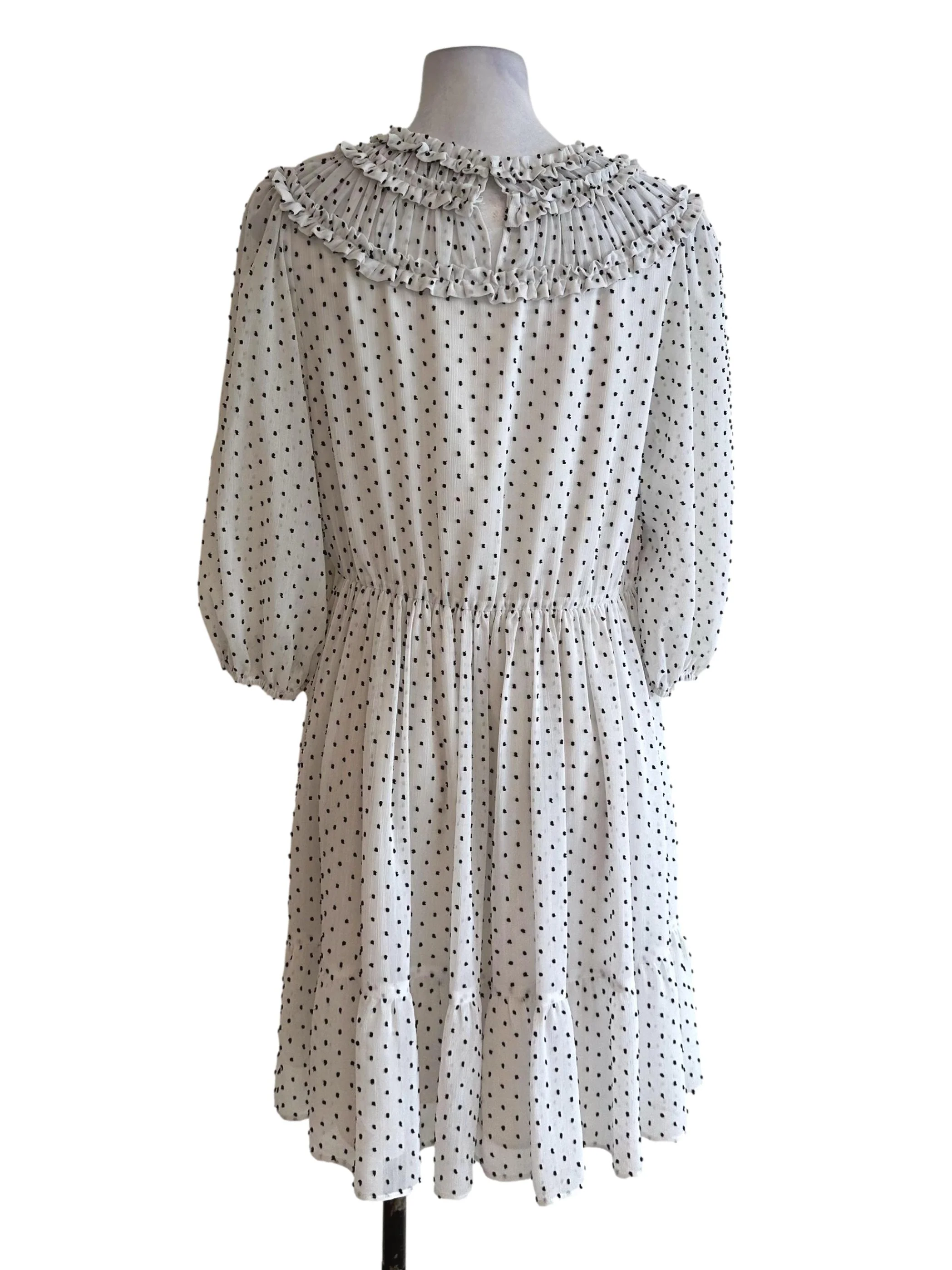 Cloud White Polka Dot Ruffle Dress - Image 2