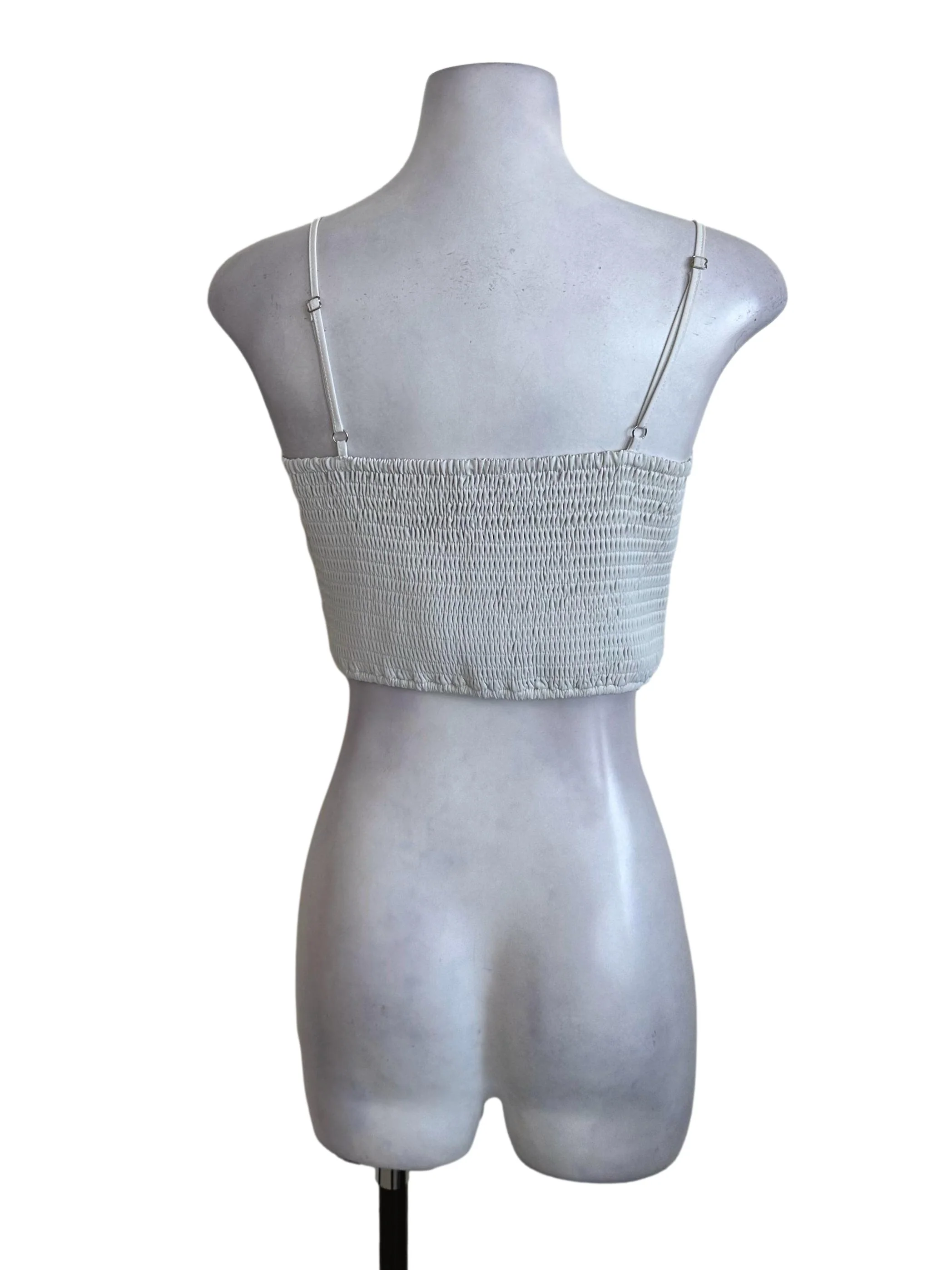 Cloudy White Pleated Spaghetti Strap Top - Image 2