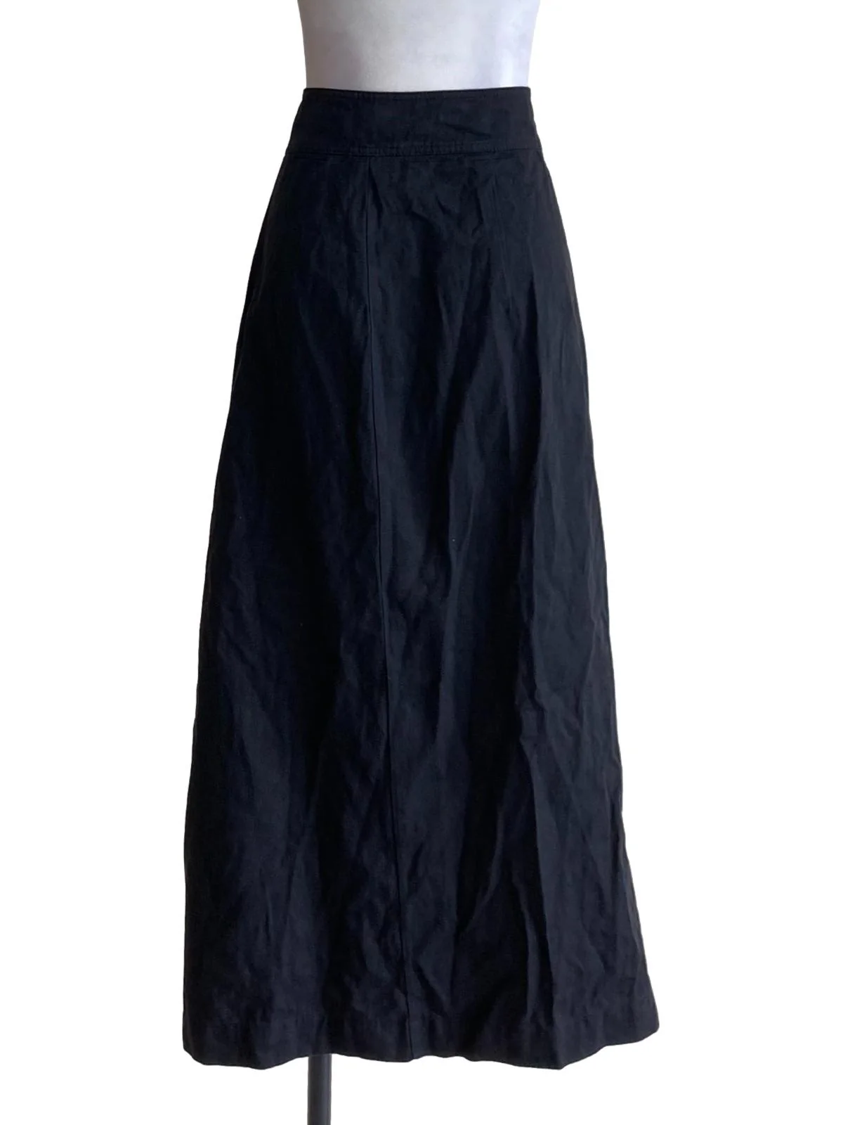 Coal Black Buttoned Down Long A-Line Skirt - Image 2