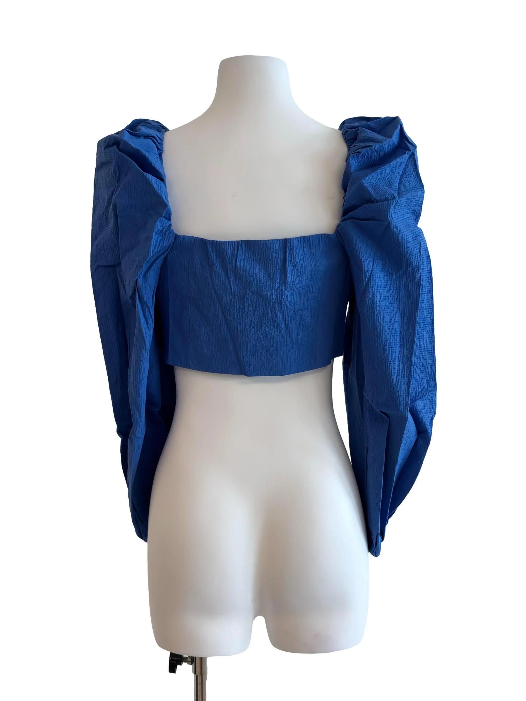 Cobalt Blue Queen Anne Crop Top - Image 2