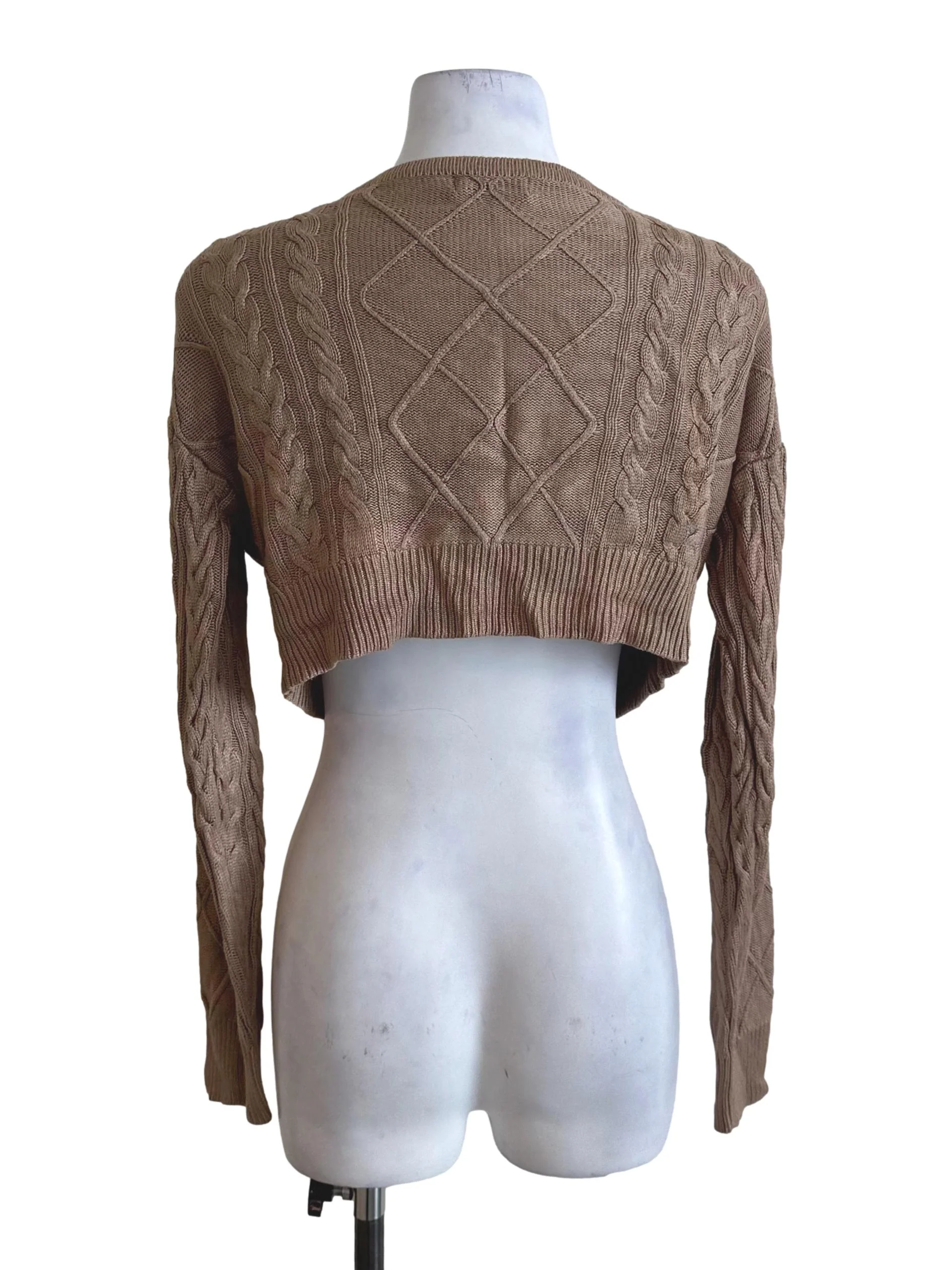 Coffee Brown Knit Button Cardigan - Image 2