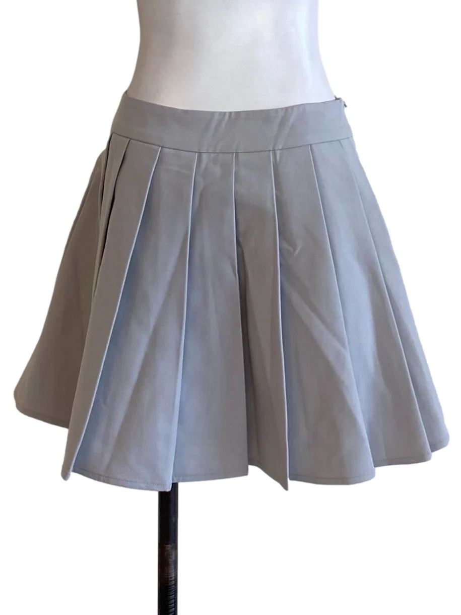 Coin Grey Box Pleated Mini A-Line Skirt - Image 2