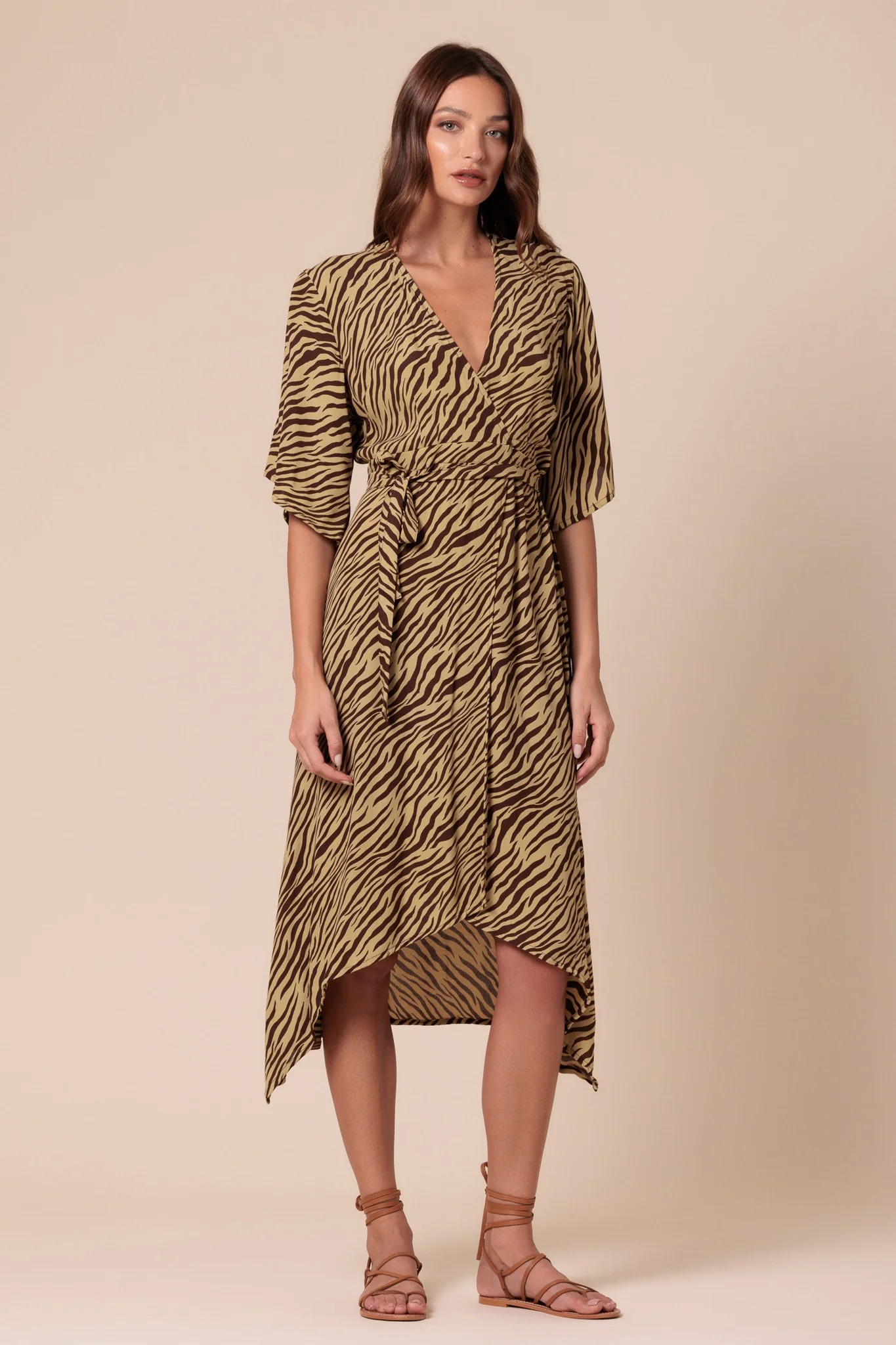 Contessa Wrap Dress In Dune - Brown CSN - Image 3