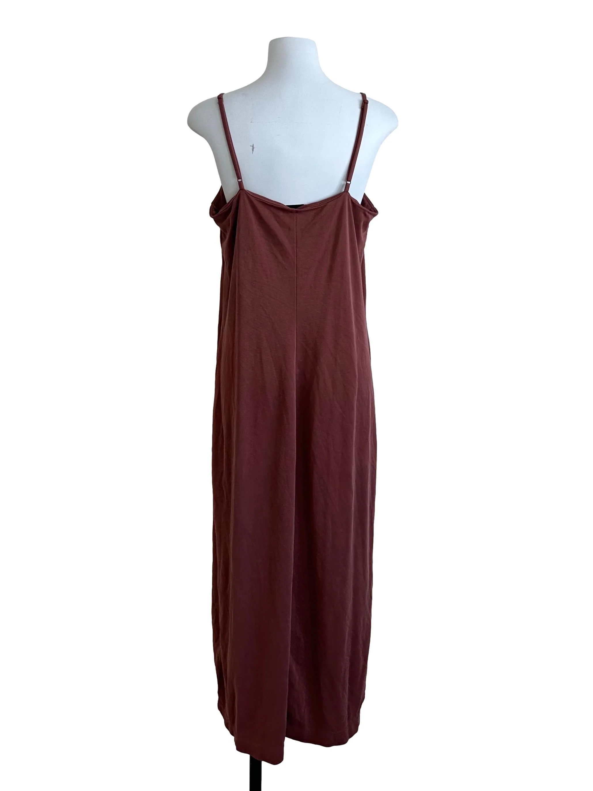 Coral Red Square Neck Slip Slit Dress - Image 2