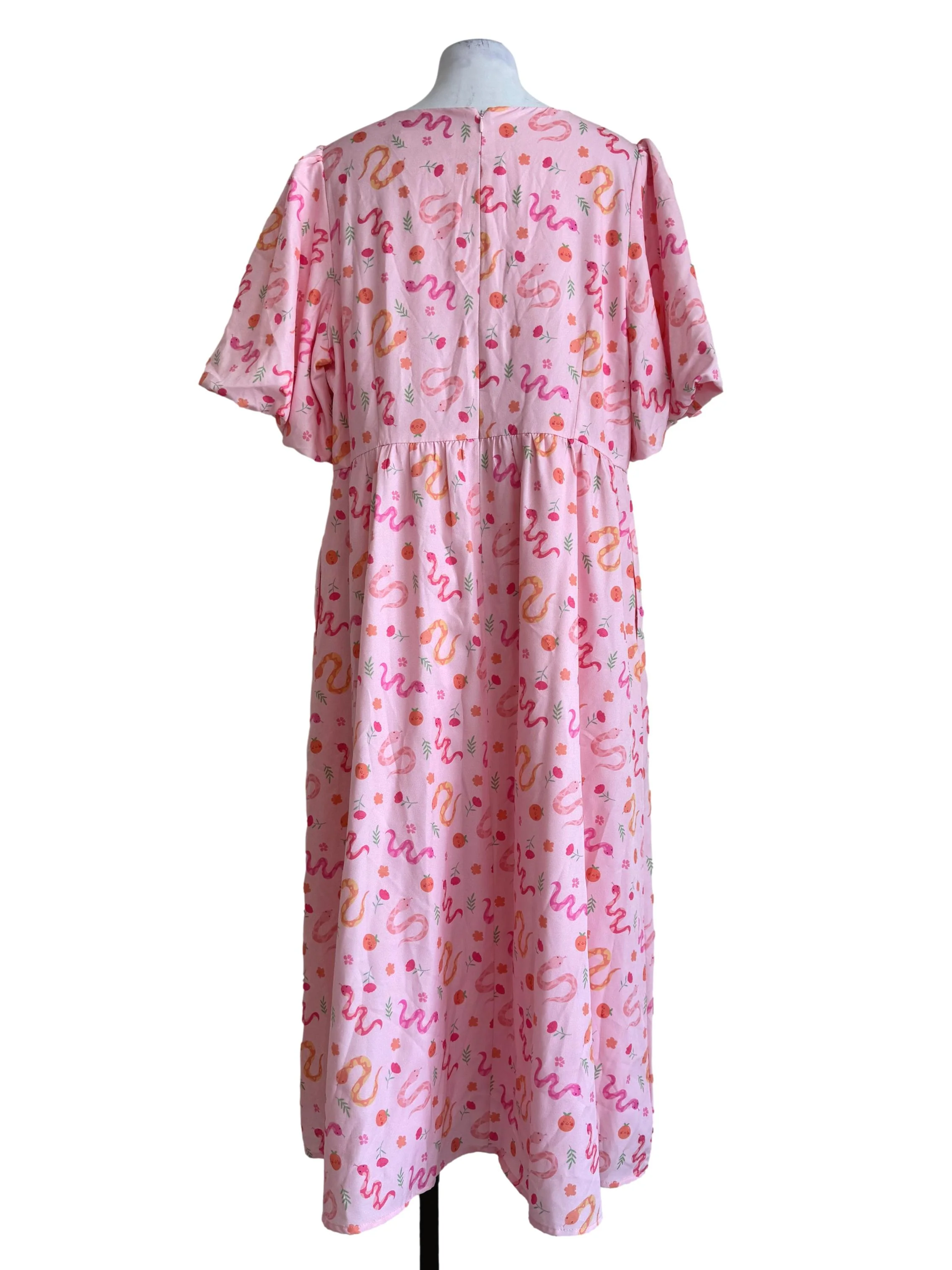Candy Pink Printed Sweetheart Neck Dress - Image 2