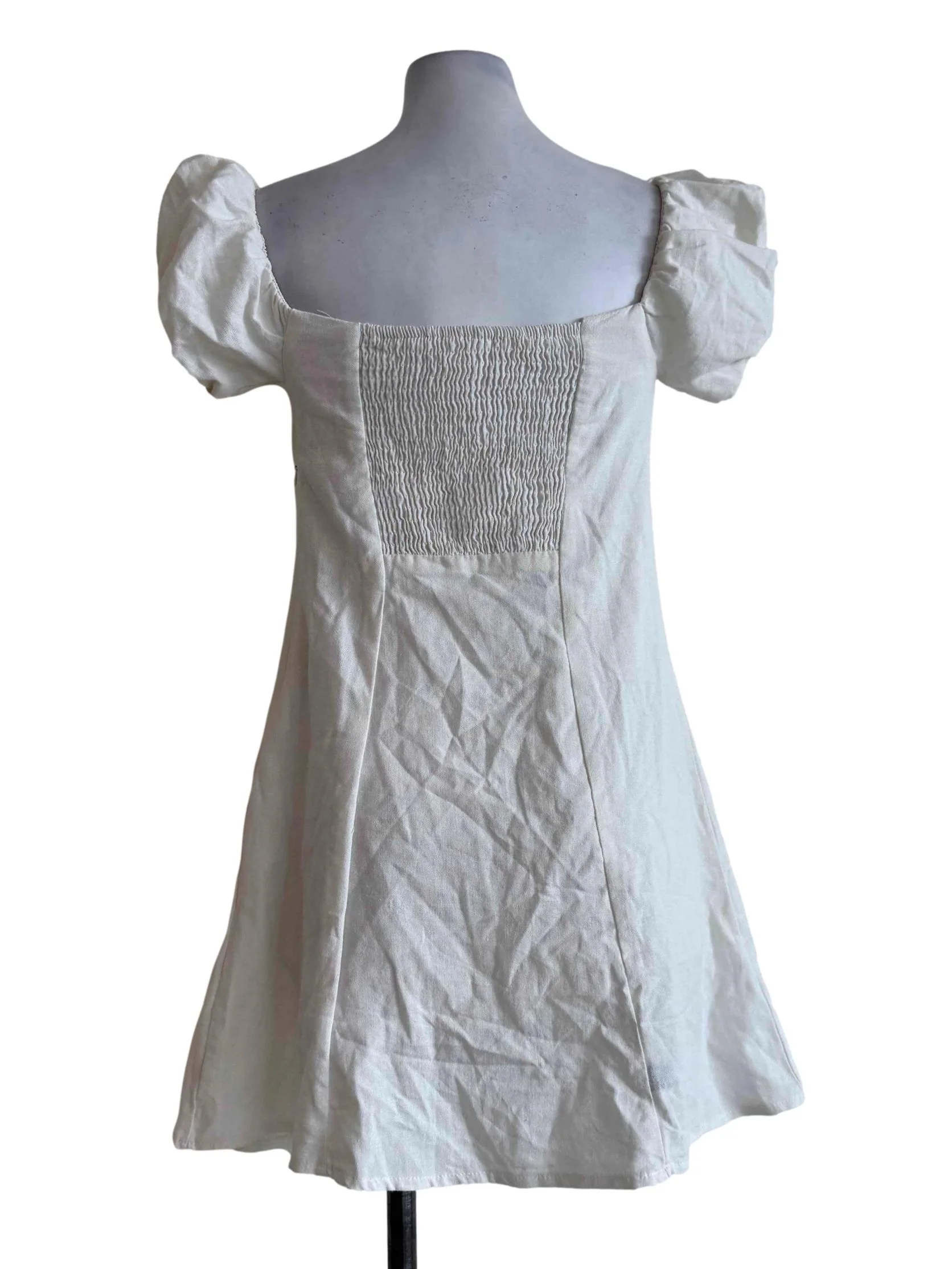 Cotton White Balloon Sleeve Dress - Image 2