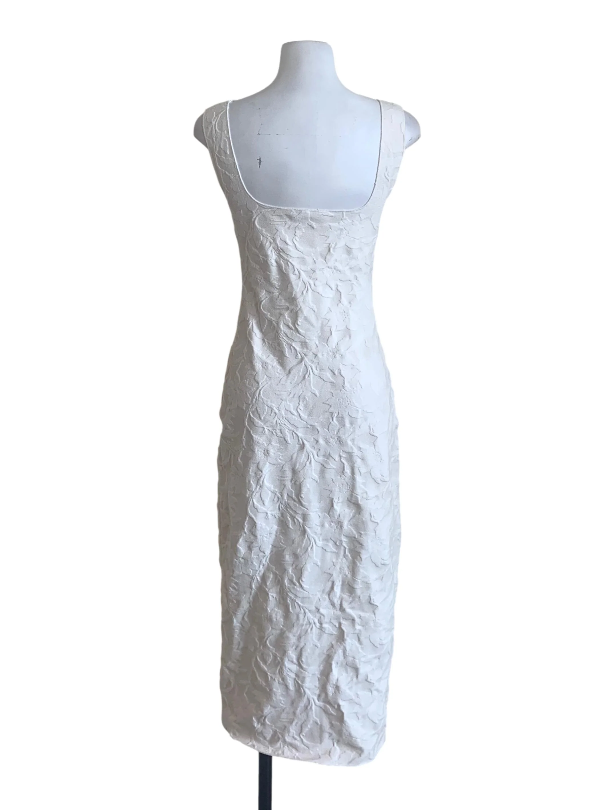Cotton White Floral Pattern Sheath Dress - Image 2