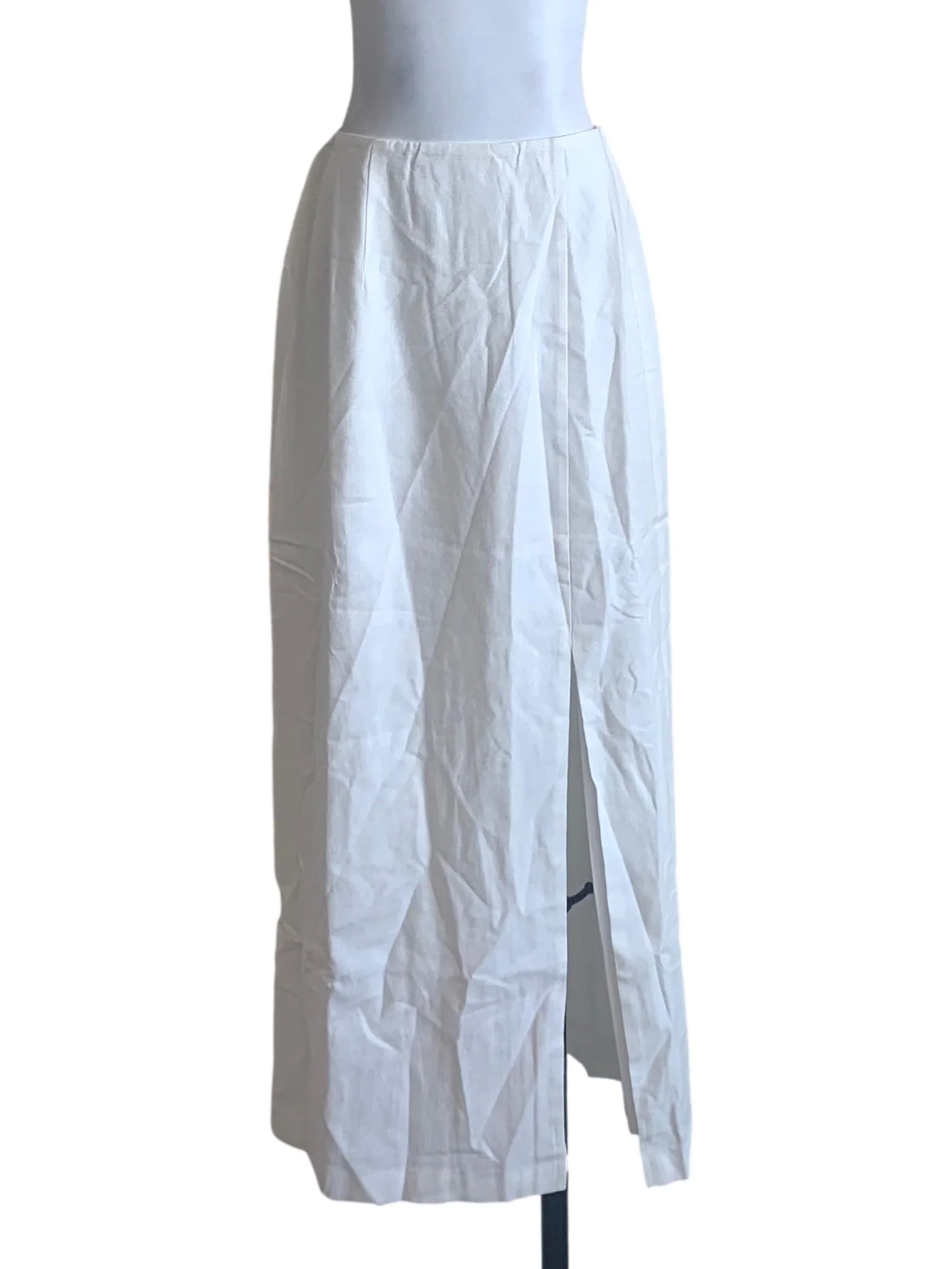 Cotton White Front Slit Skirt