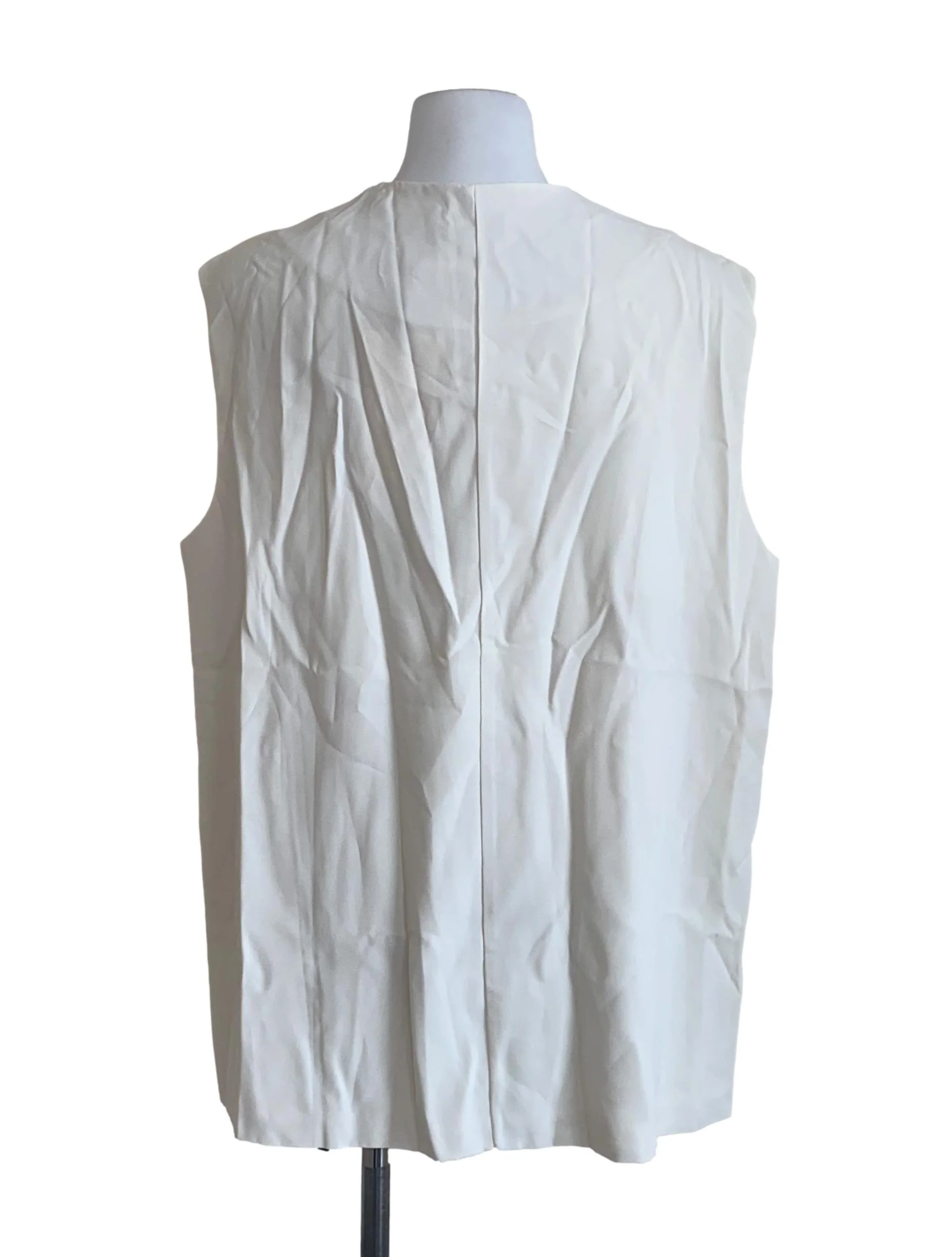 Cotton White Round Neck Trapezoid Top - Image 2