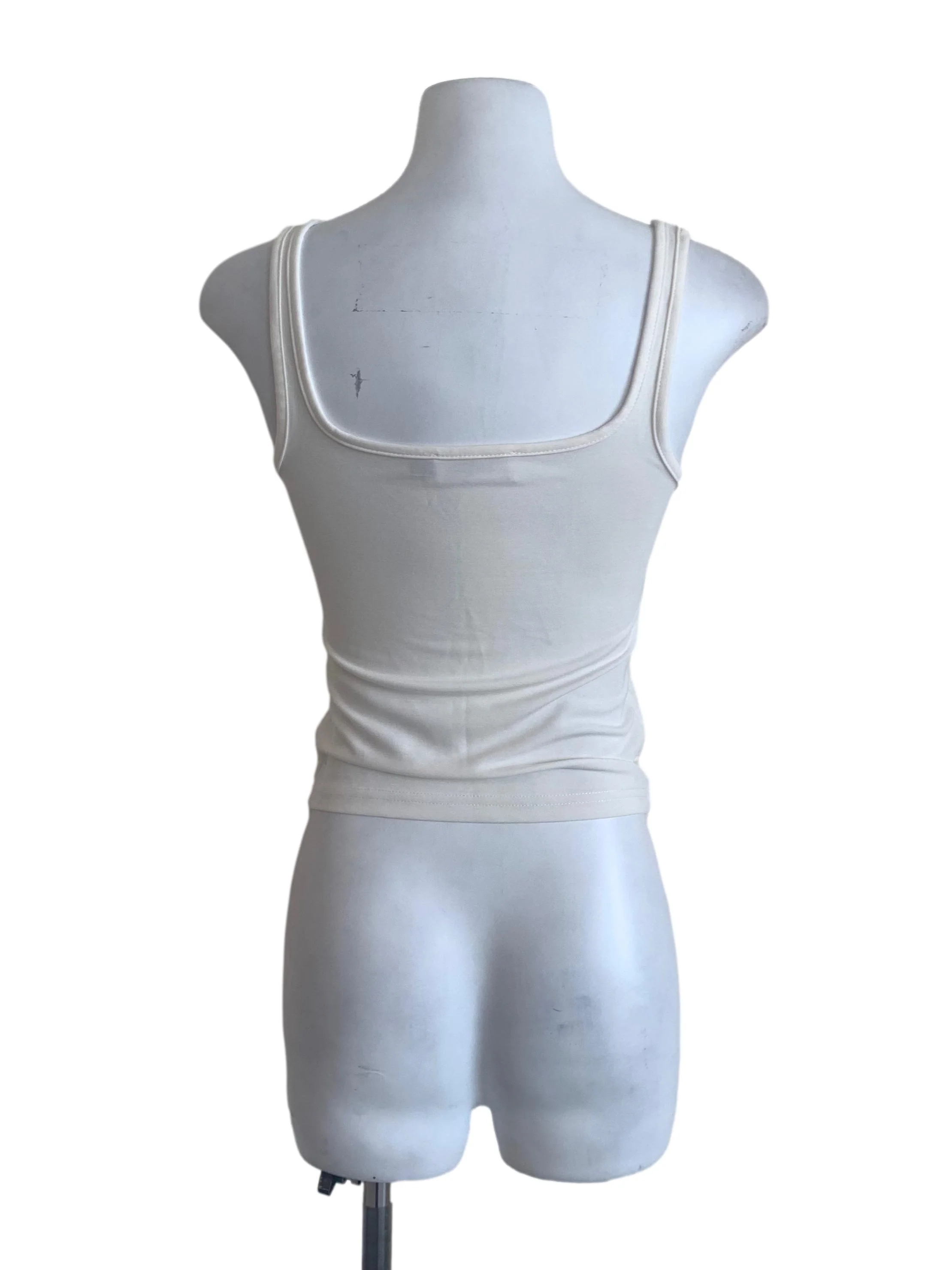 Cotton White Square Neck Tank Top - Image 2