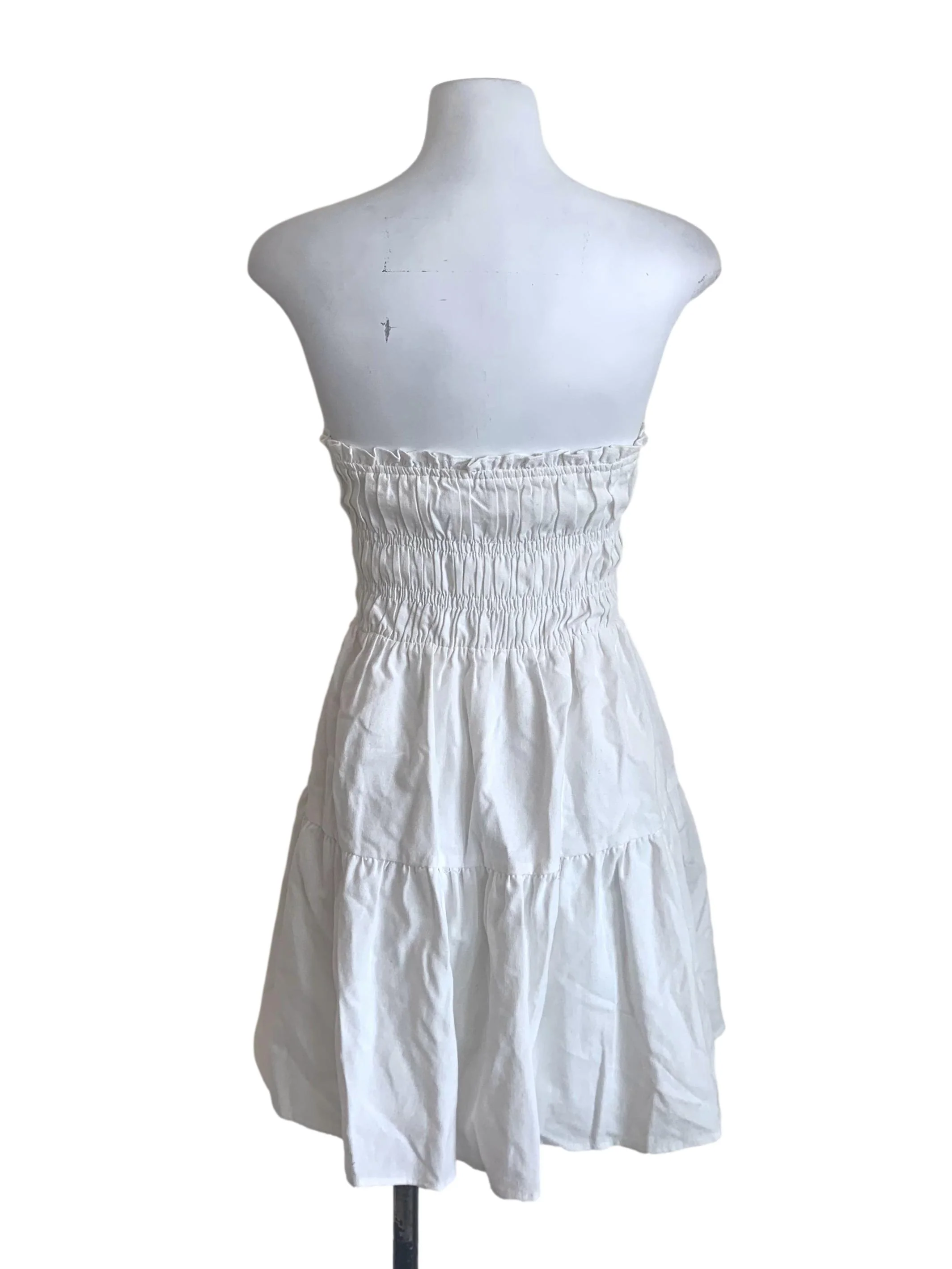 Cotton White Strapless Dress - Image 2