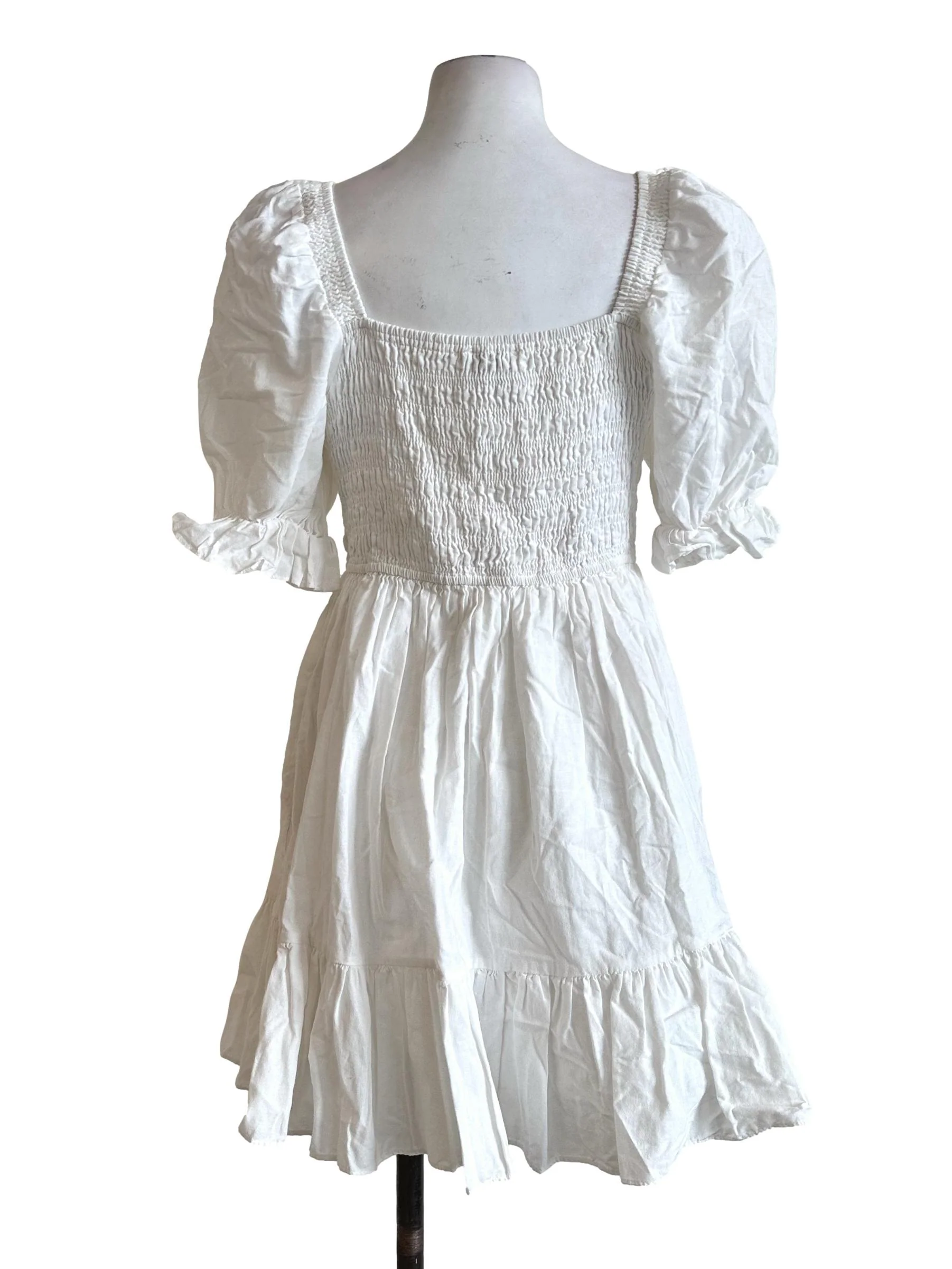 Cotton White Textured Romper Dress - Image 2