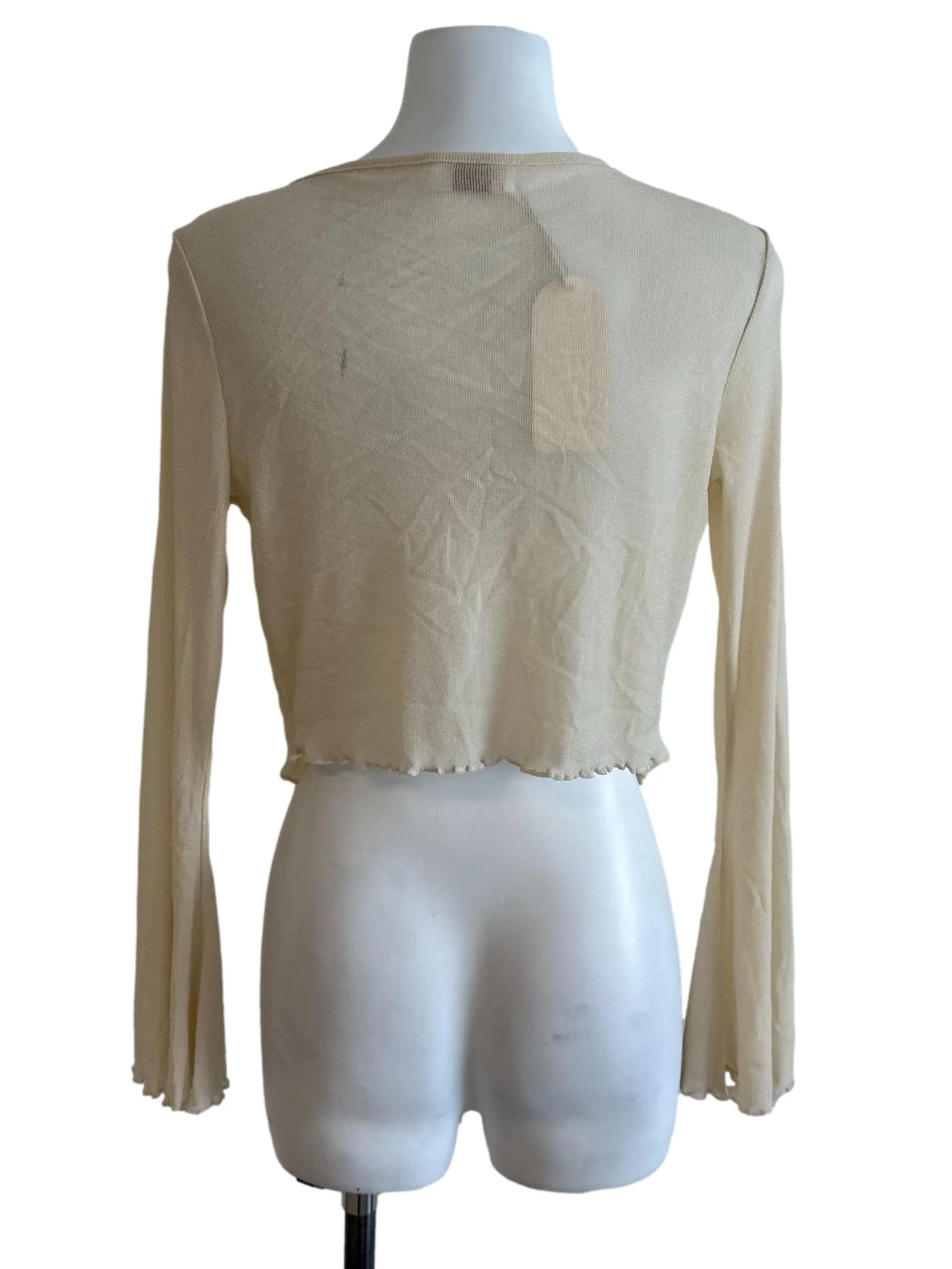 Cream Beige Front Tie Cardigan - Image 2