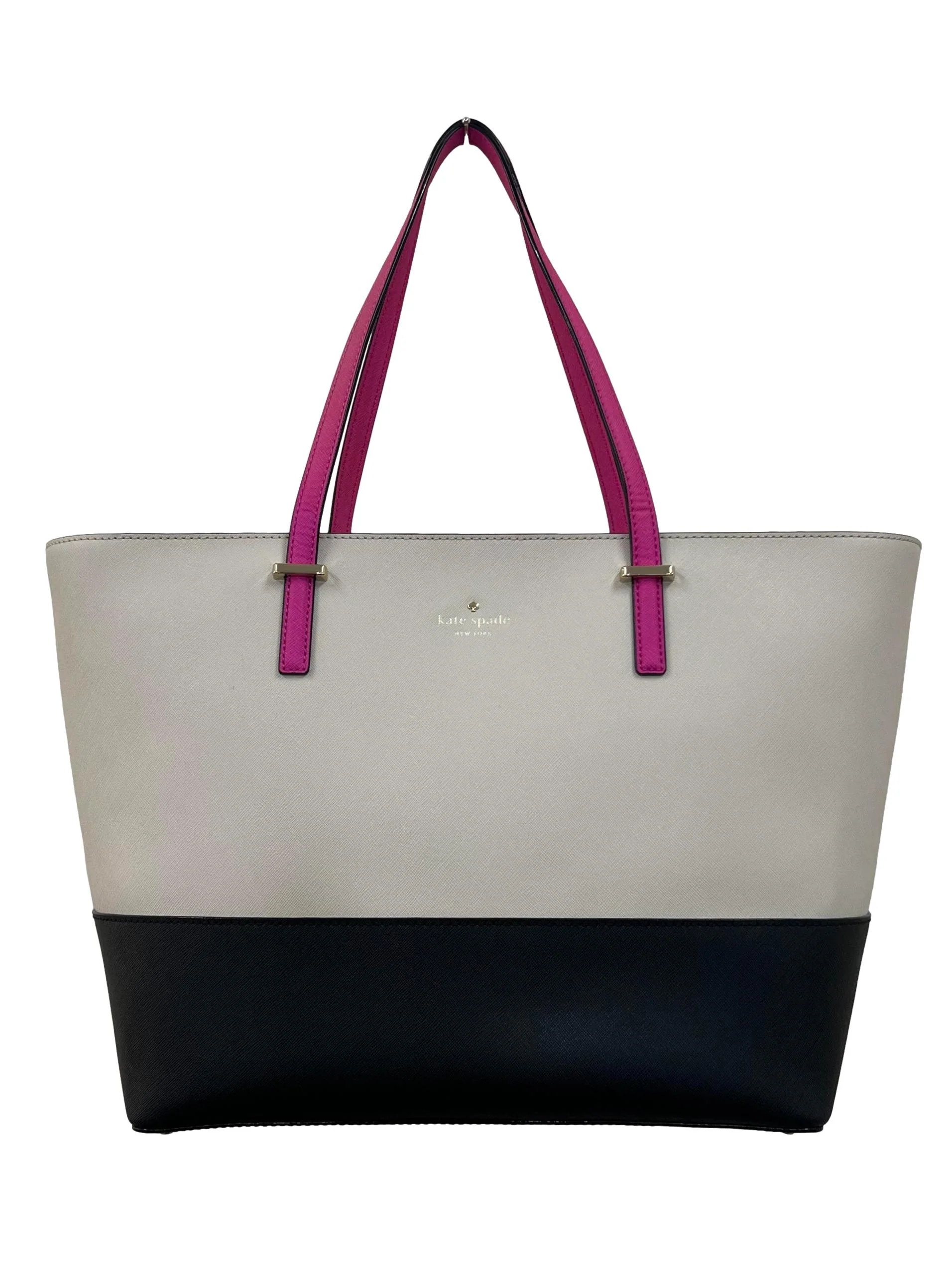 Cream Black Pink Two Toned Large Tote Bag CSN