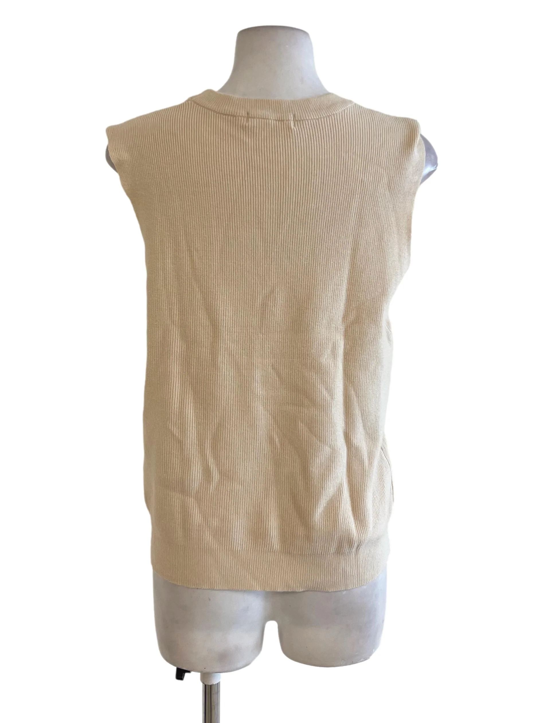 Cream Crew Neck Knitted Vest TWL - Image 2