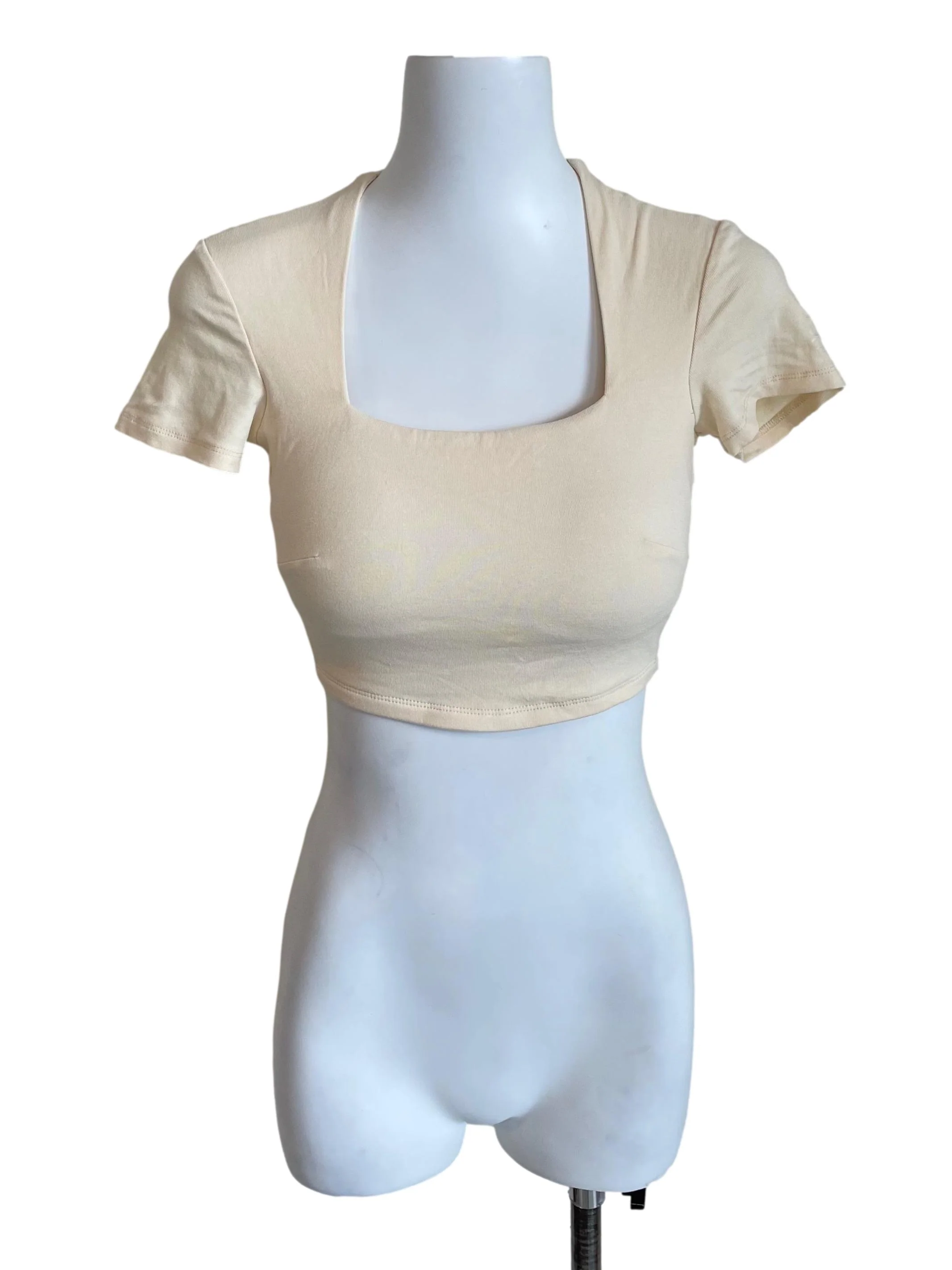 Cream Queen Anne Crop Tee