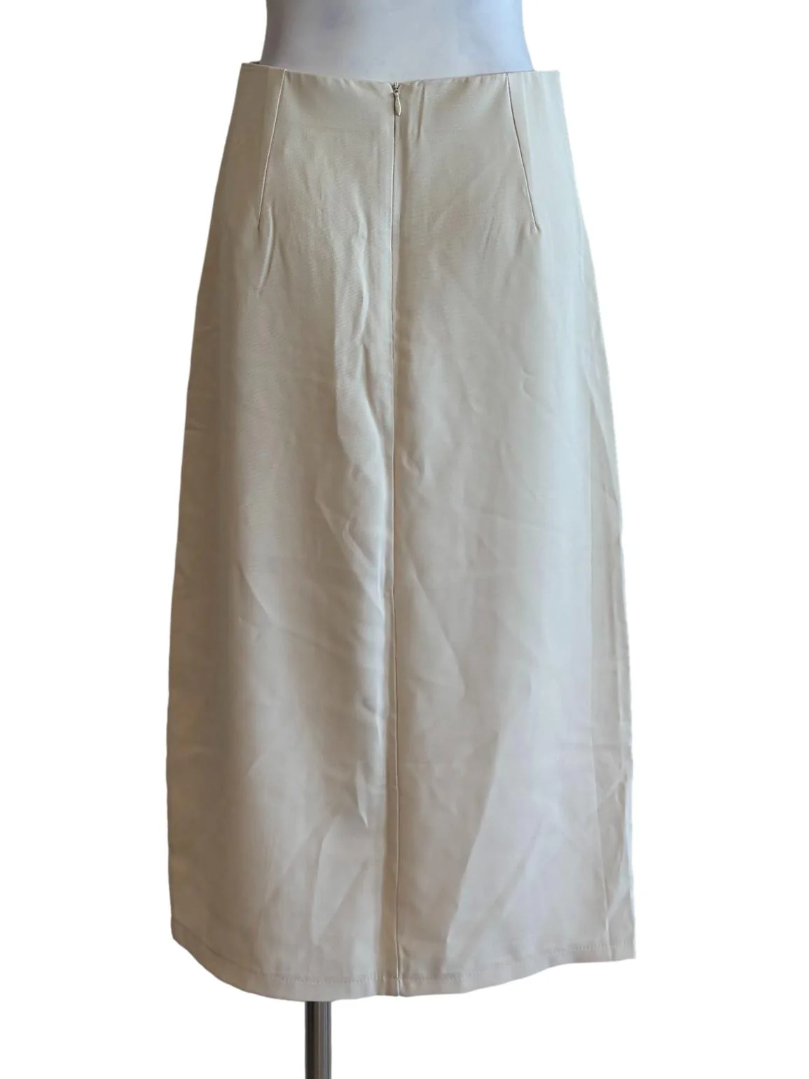 Cream Ruched Midi Skirt - Image 2