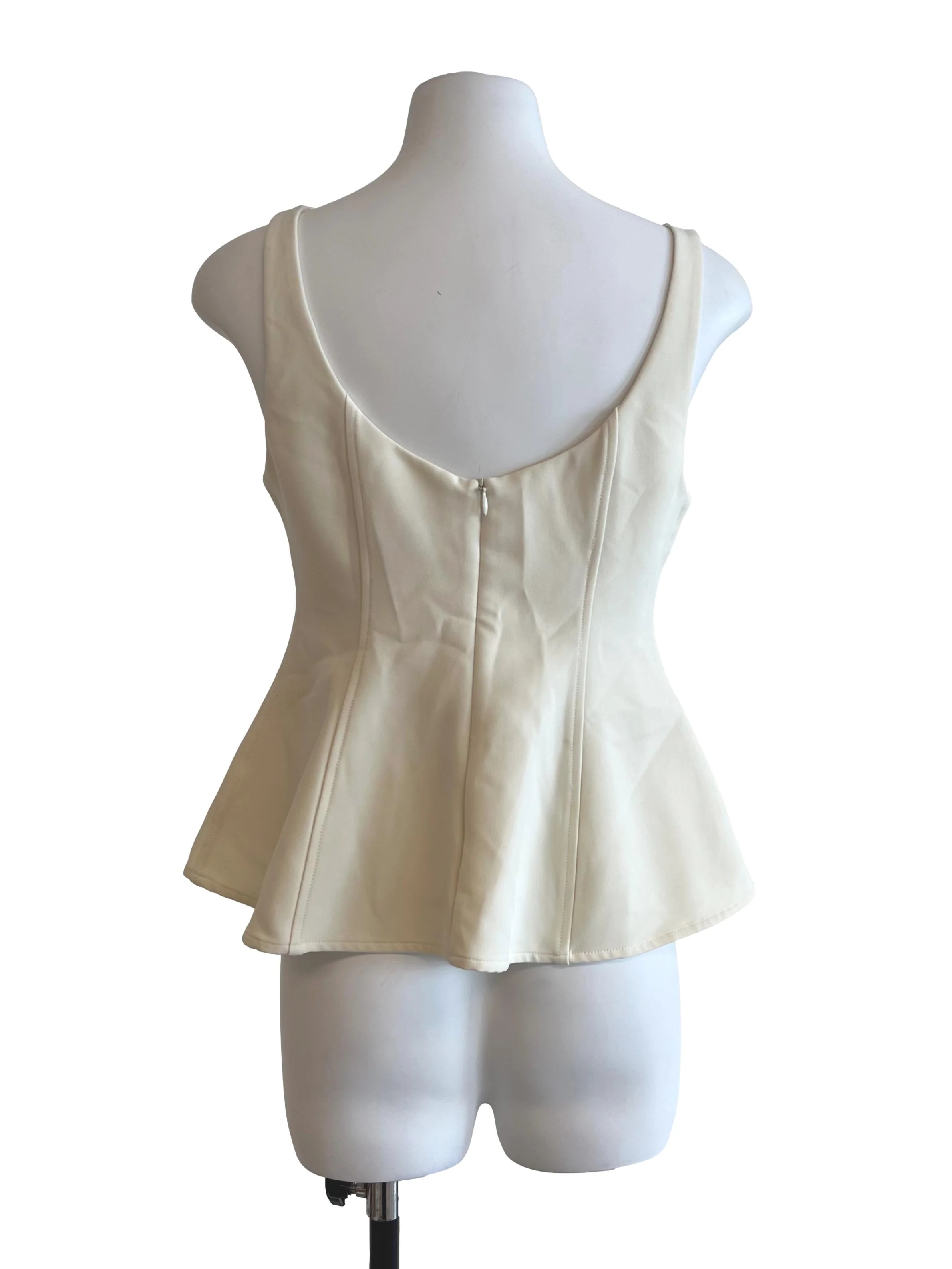 Cream Scoop Neck Peplum Top - Image 2