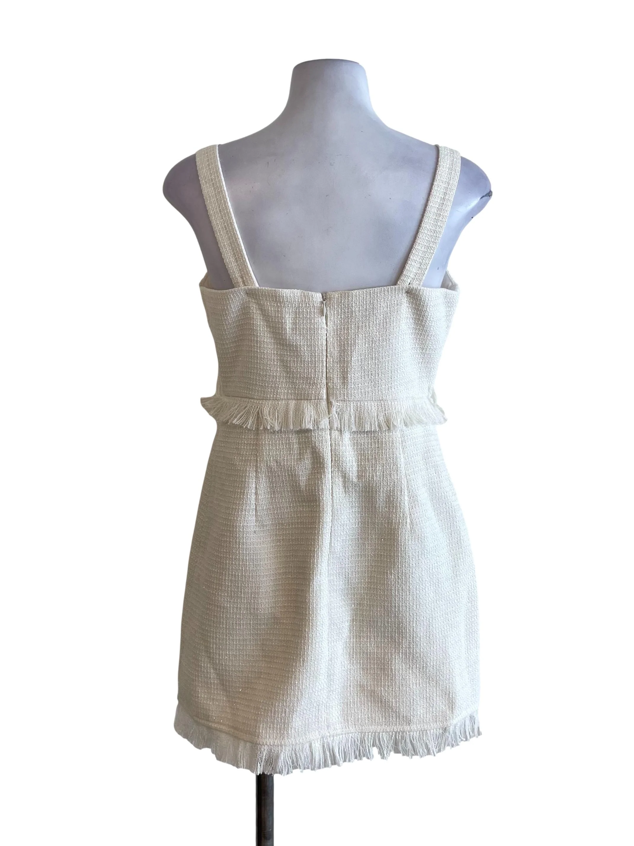 Cream Shiny Tweed Dress - Image 2