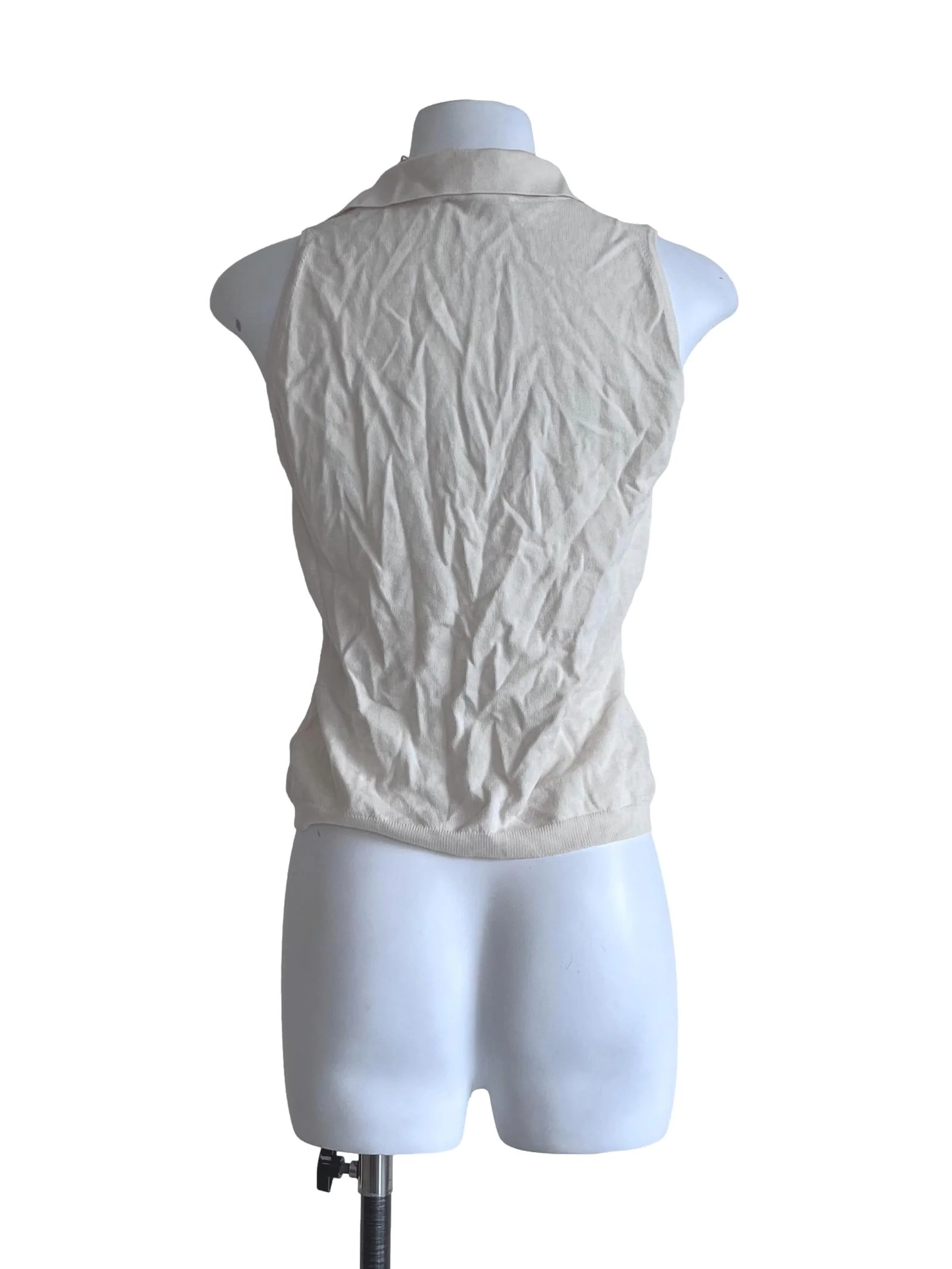 Cream Silk Knit Polo OSN - Image 2