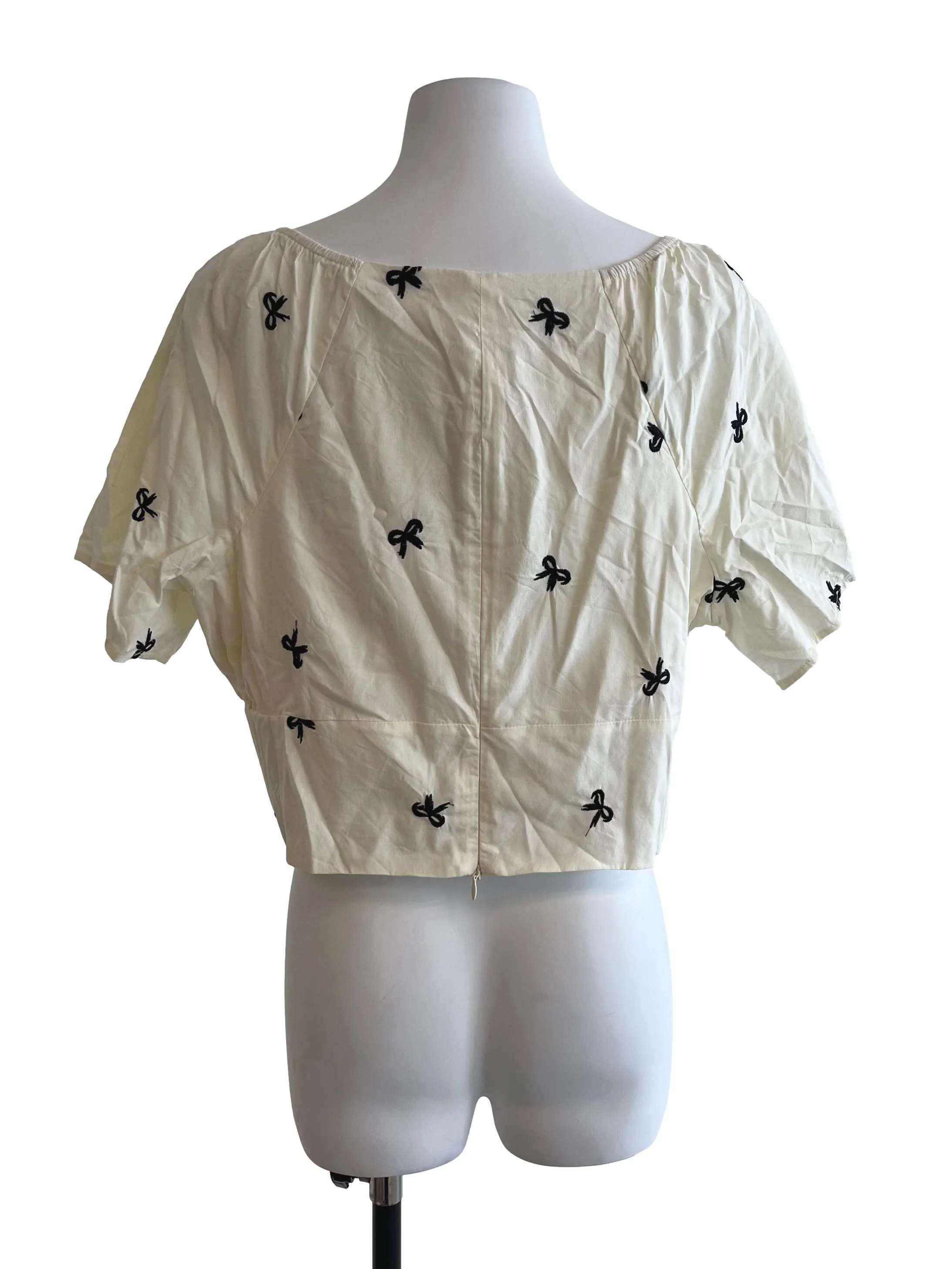 Cream Square Neck Ribbon Top - Image 2