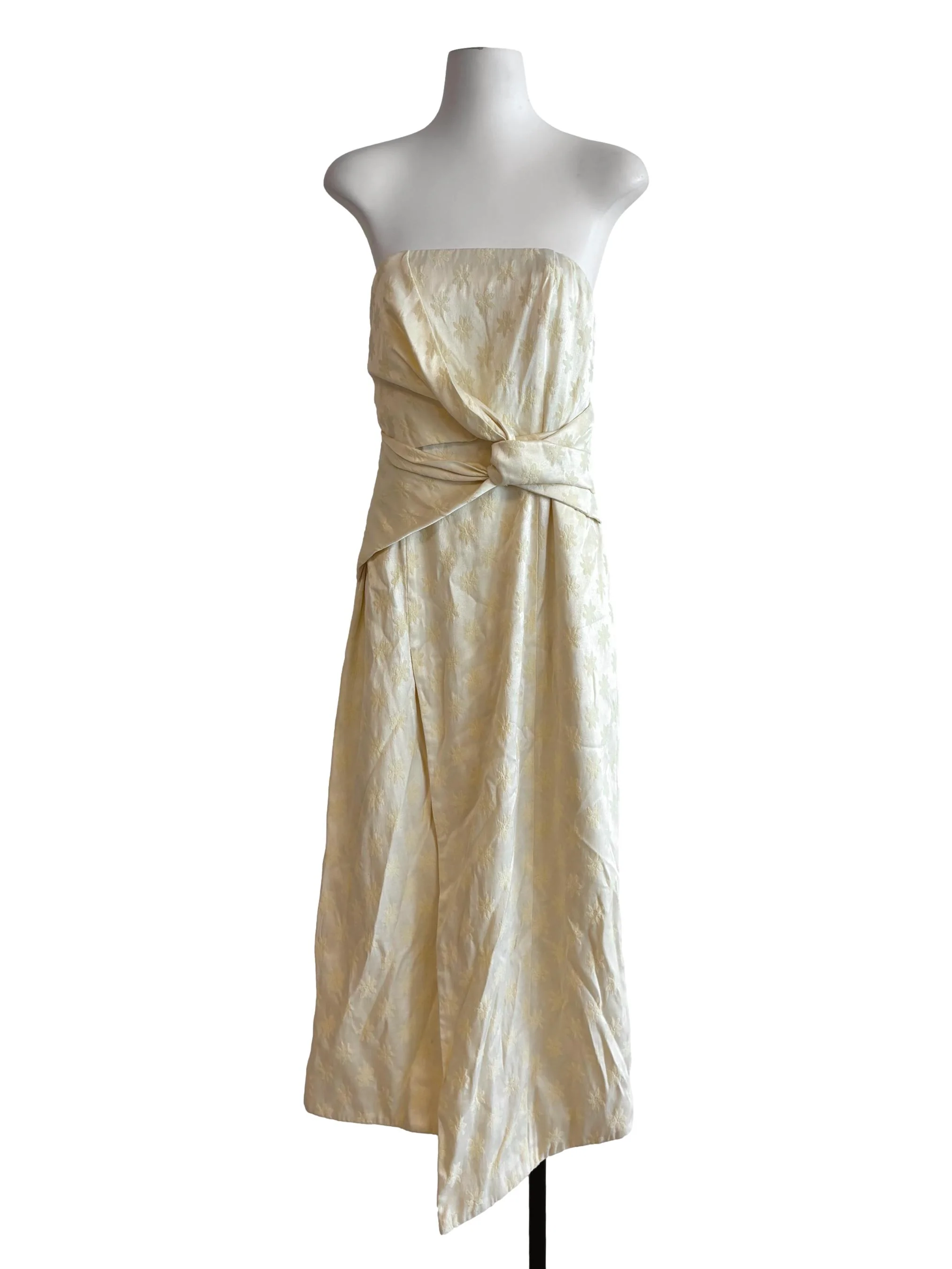Cream Strapless Floral Maxi Dress