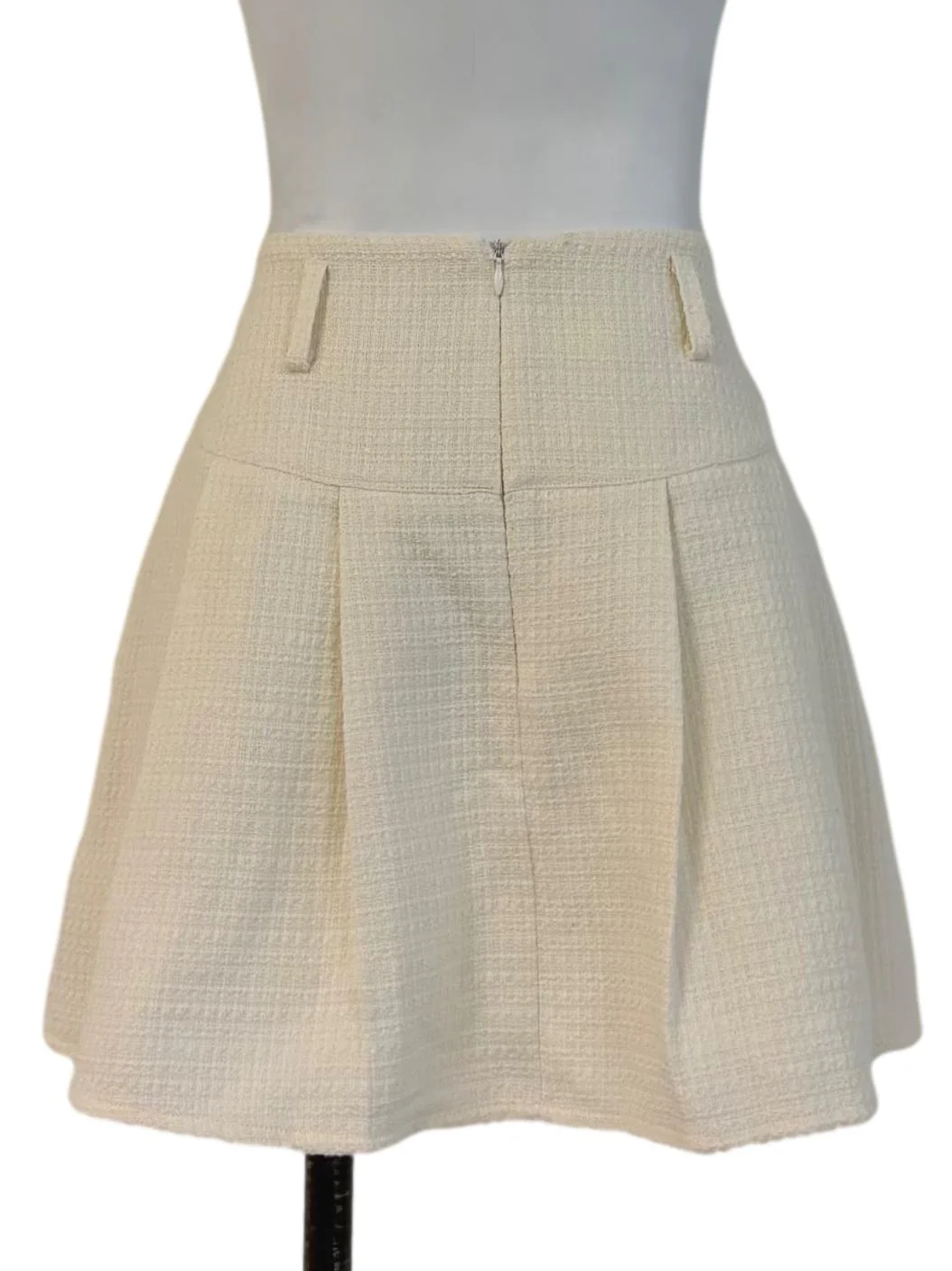 Cream Tweed Mini Skirt - Image 2