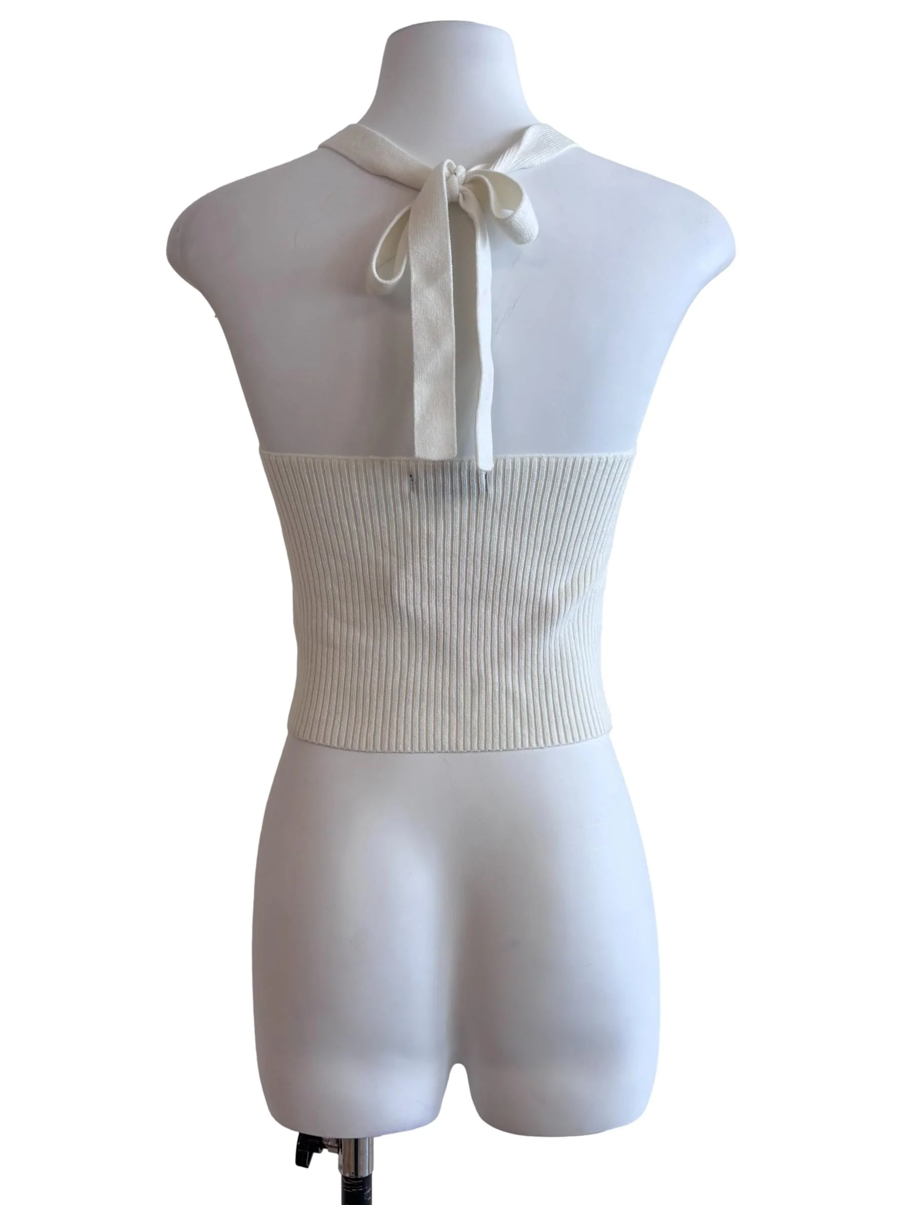 Cream White Halter Strap Knit Top - Image 2