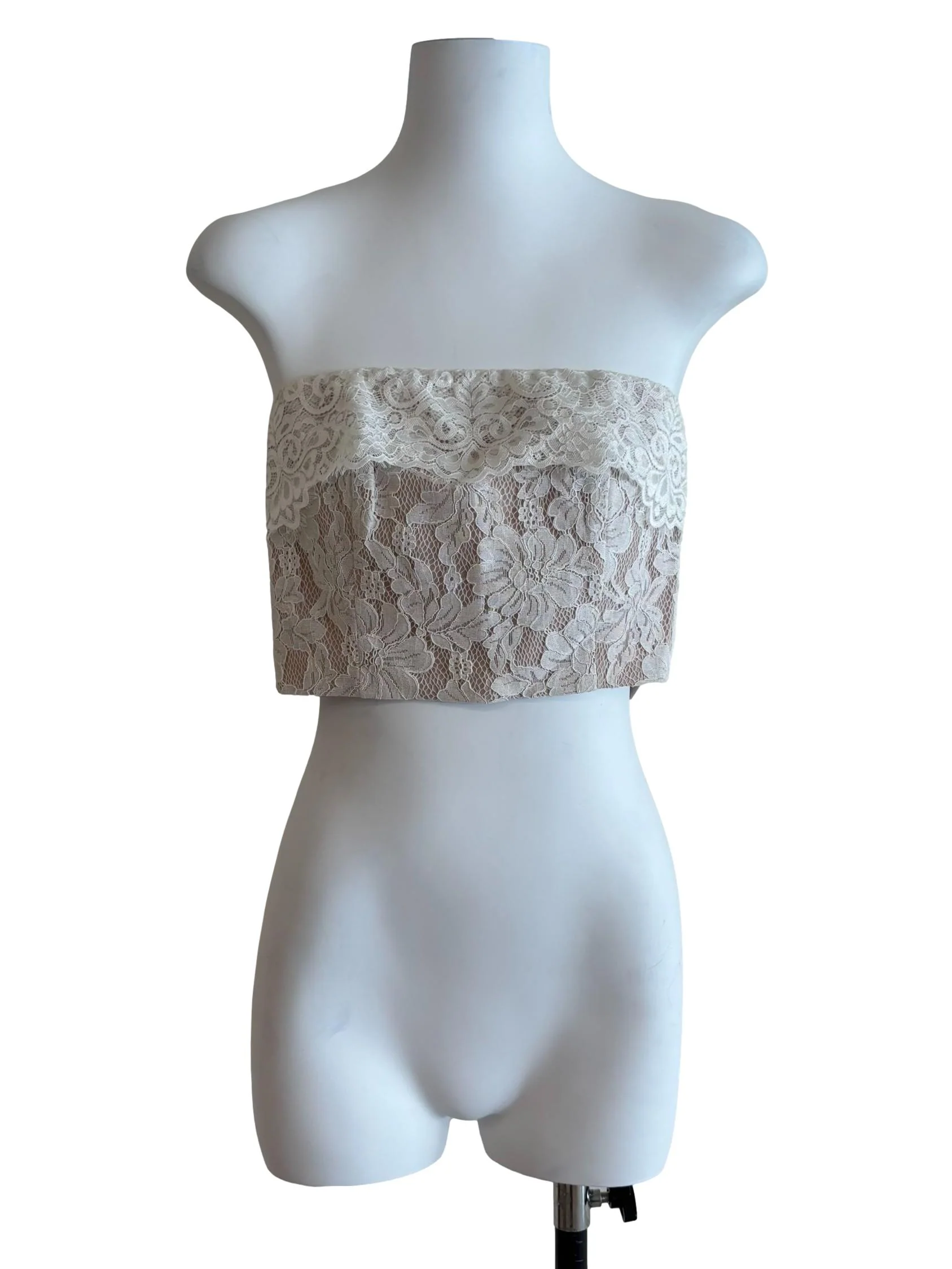 Cream White Lace Strapless Top