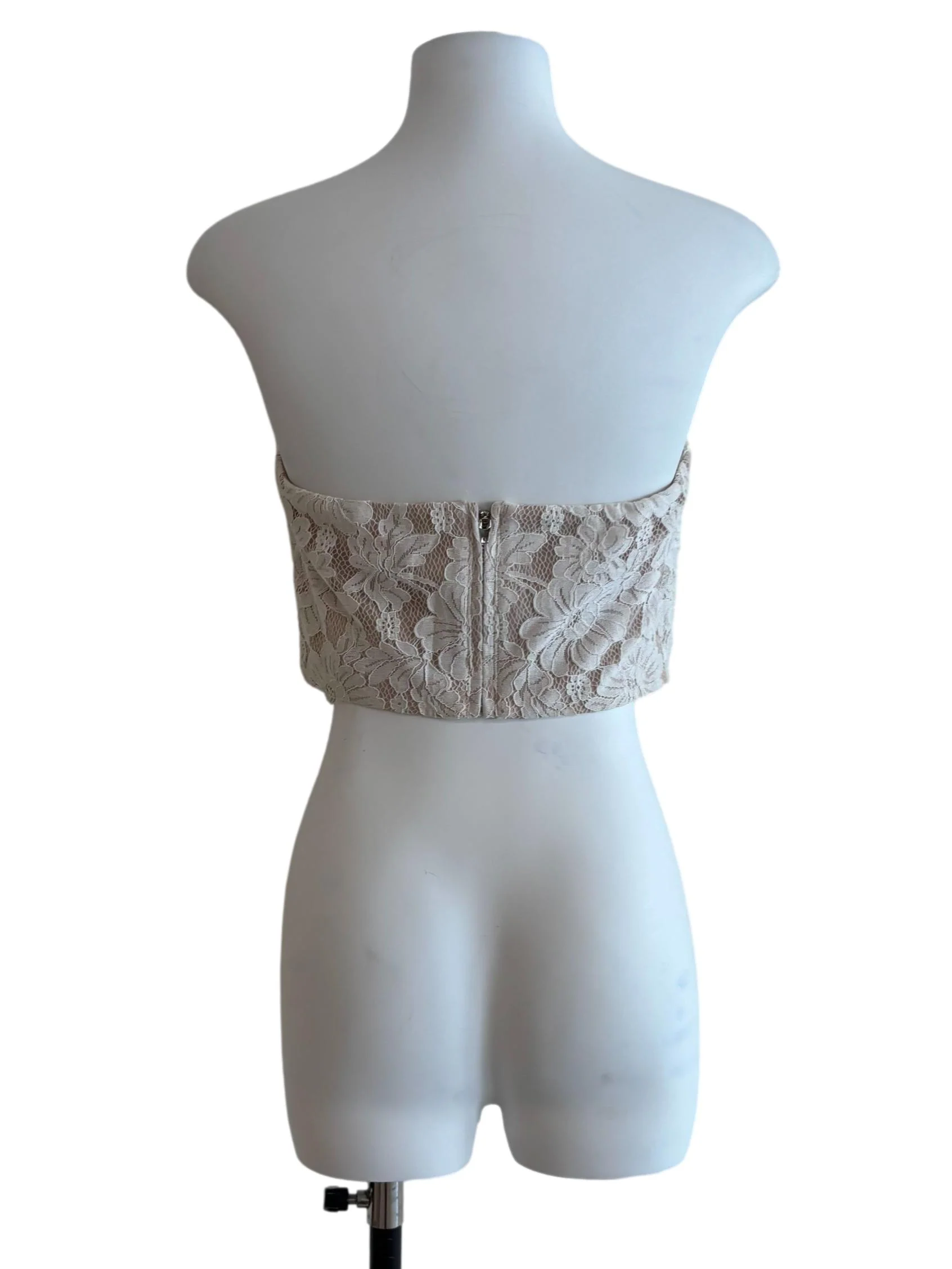Cream White Lace Strapless Top - Image 2