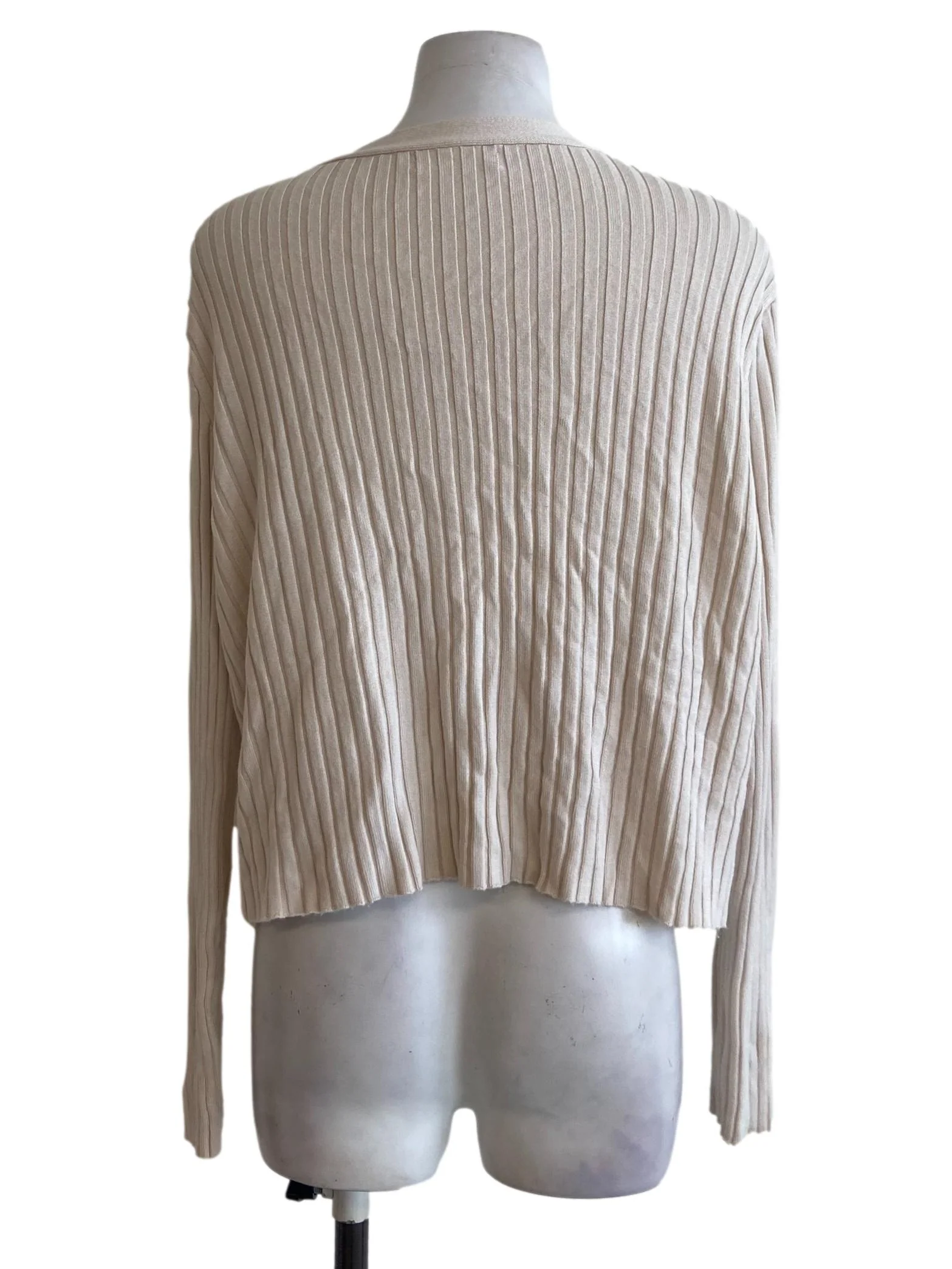 Cream White Pencil Button Down Cardigan - Image 2