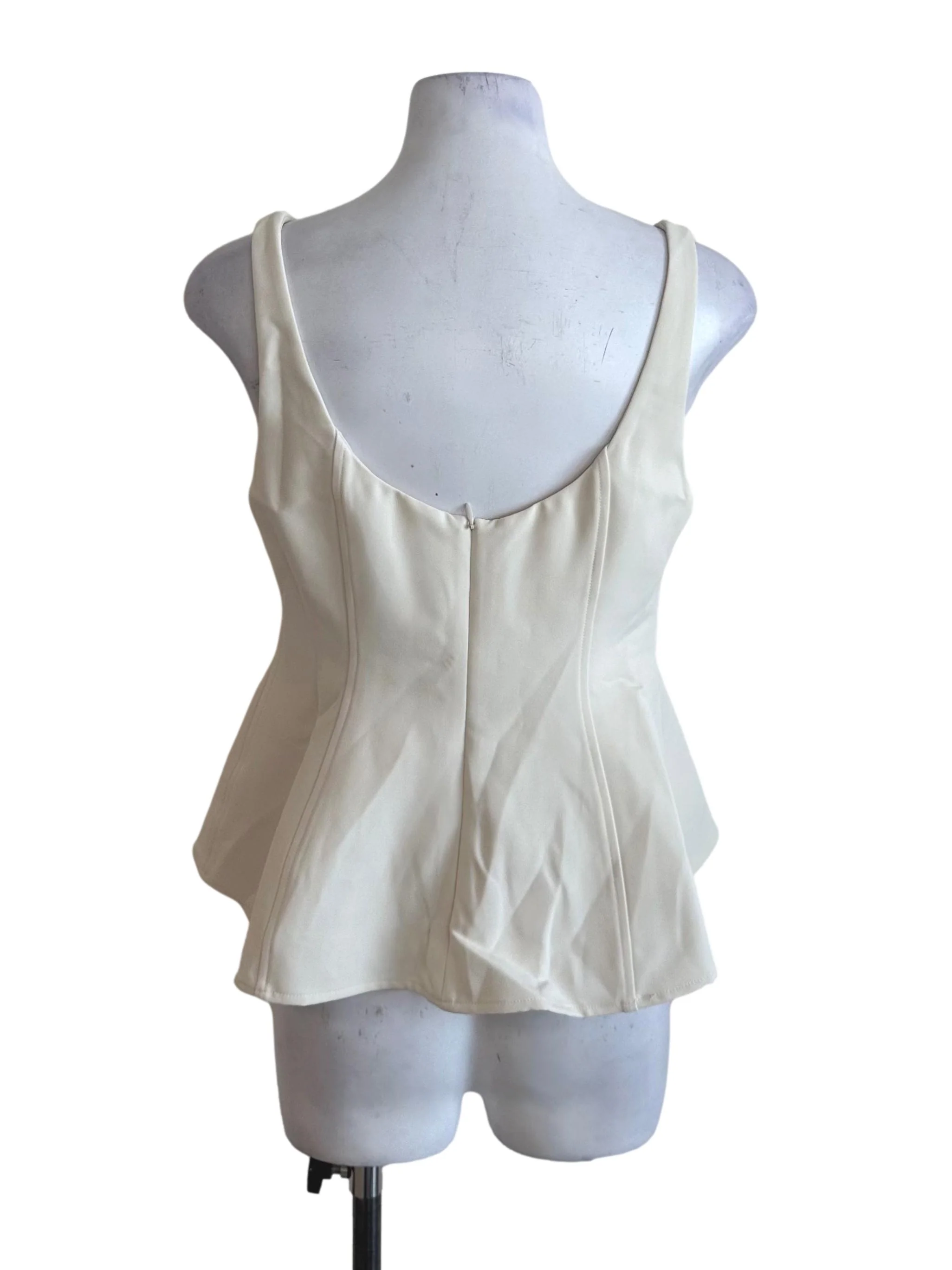 Cream White Scoop Neck Panel Top LB - Image 2