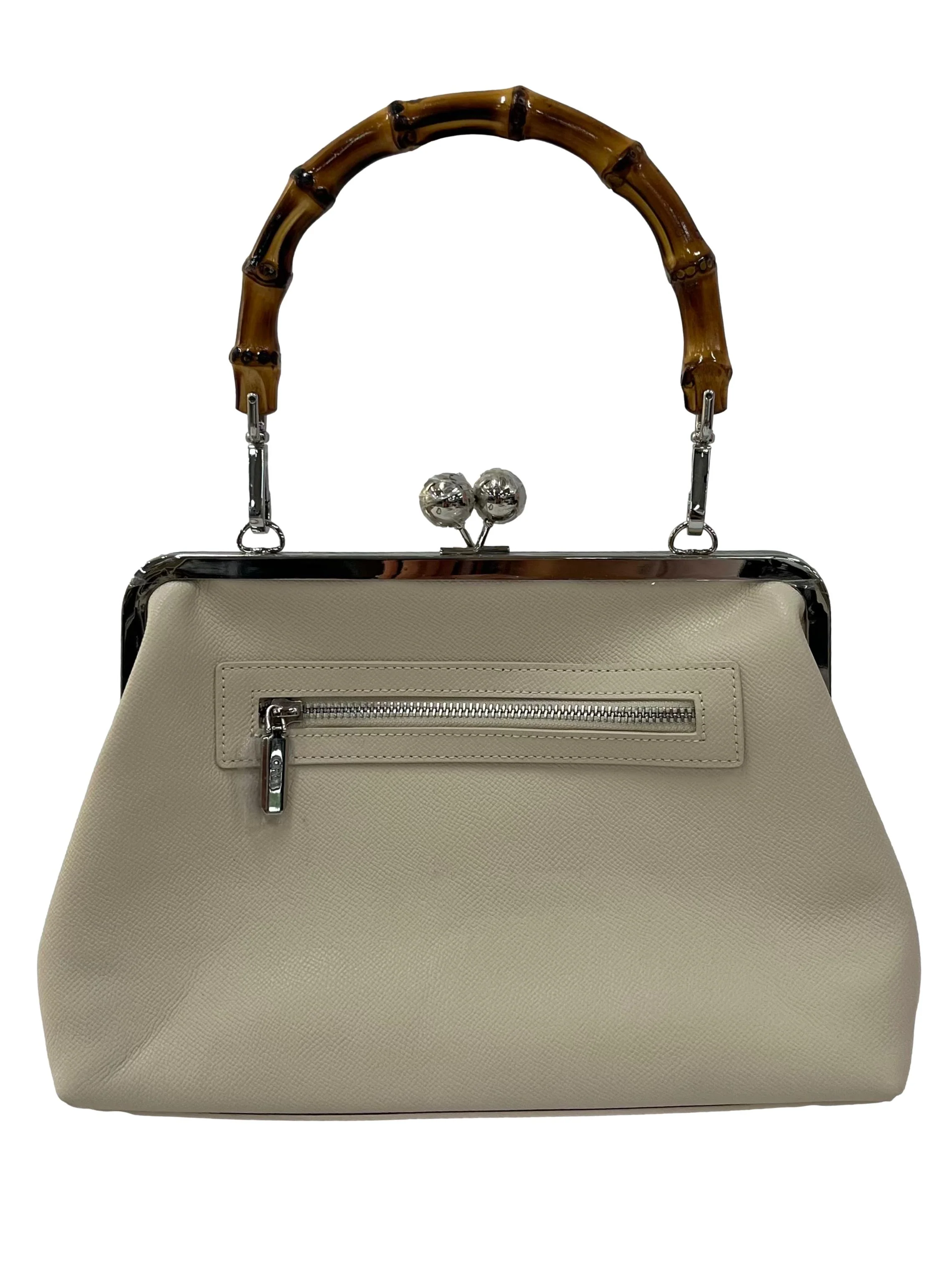 Cream With Floral Embroidered Print Handbag With Interchangable Straps CSN - Image 2