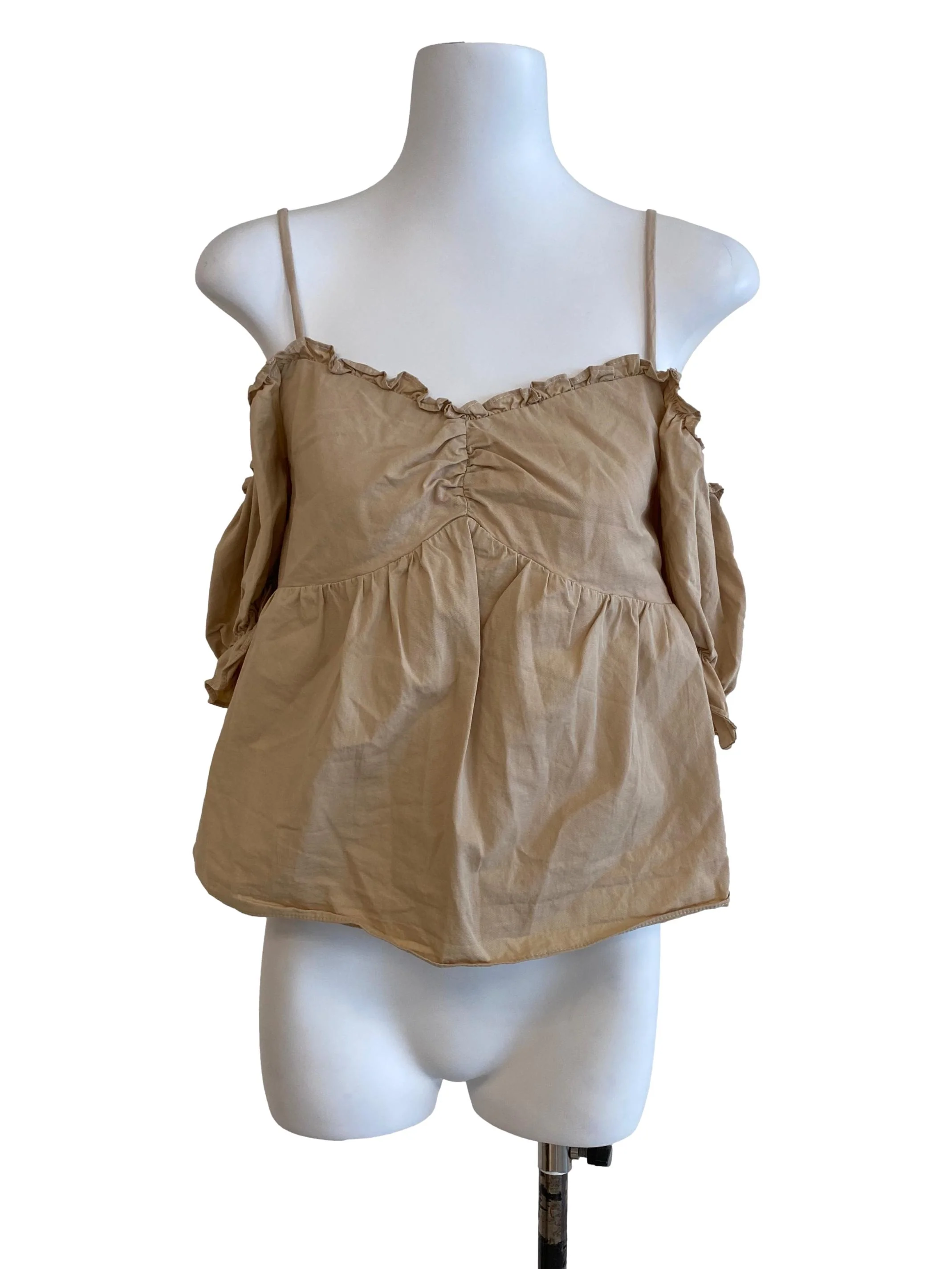 Creamy Yellow Shirred Blouse