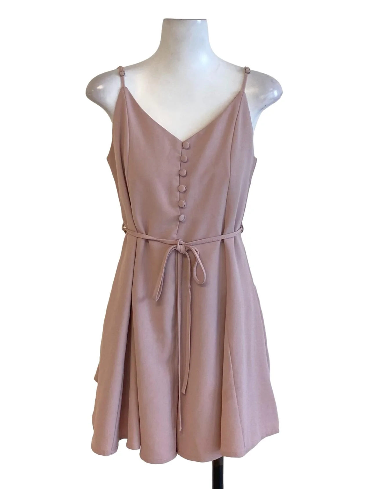 Crepe Pink Buttoned Down V-Neck Loose Romper
