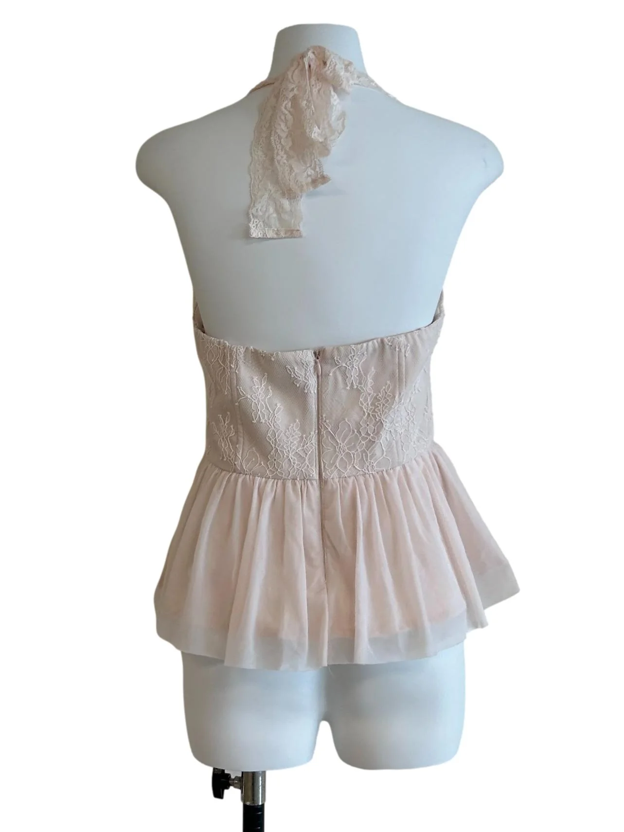 Crepe Pink Lace Halter Top - Image 2