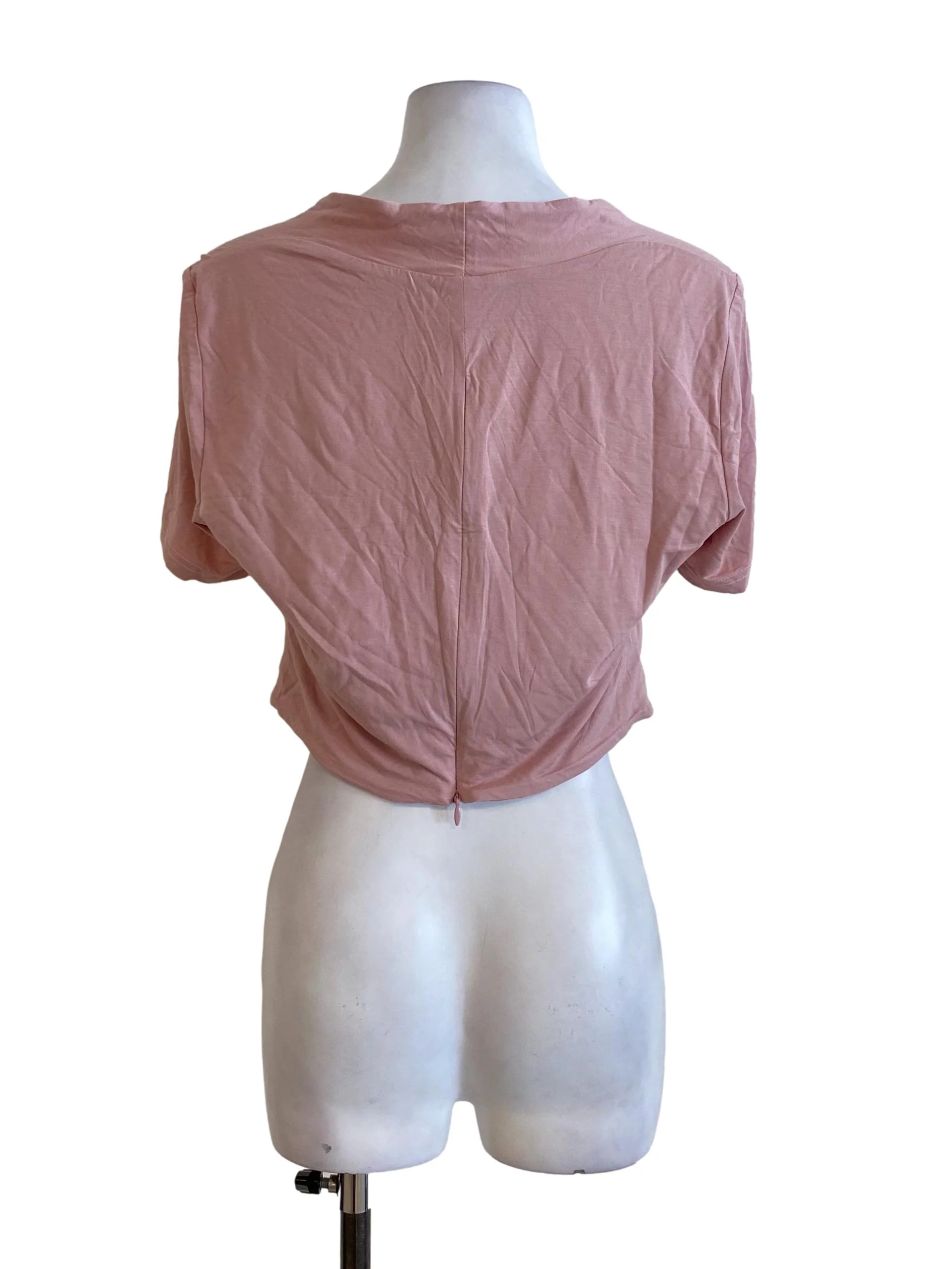 Crepe Pink Plain Curve Wrapped Bust Top - Image 2