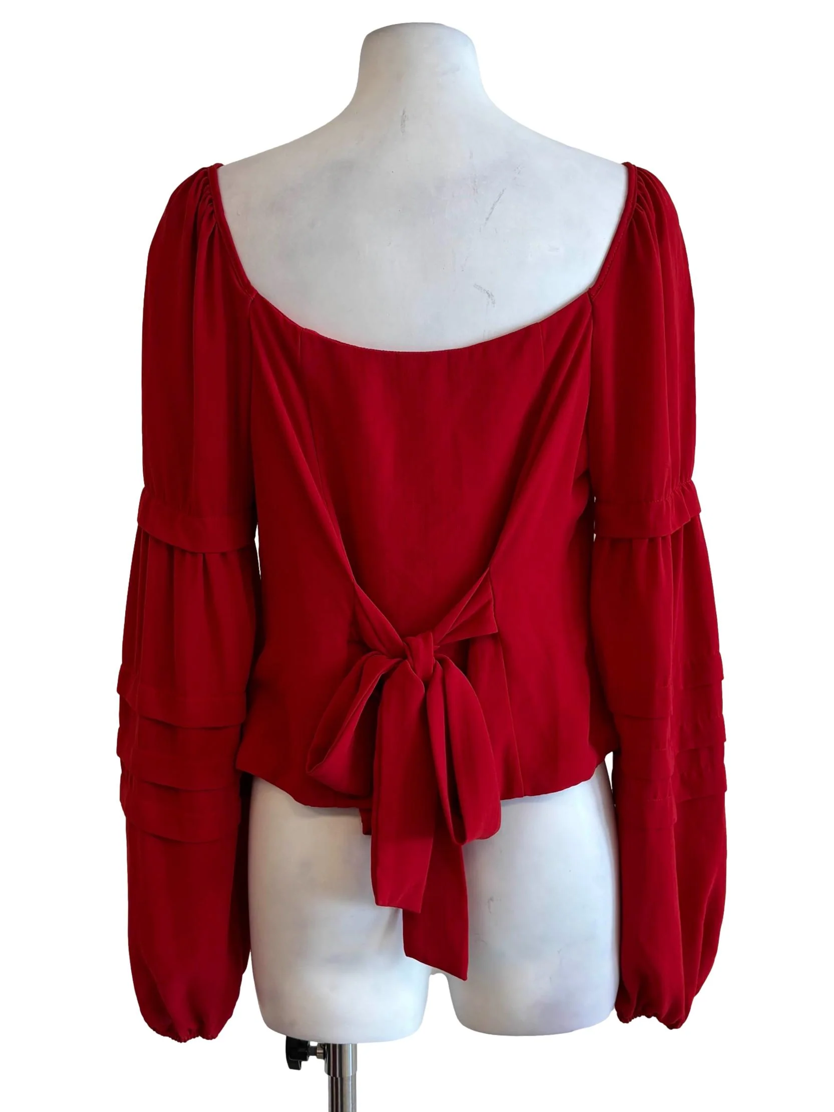 Crimson Red Long Sleeve Button Top - Image 2