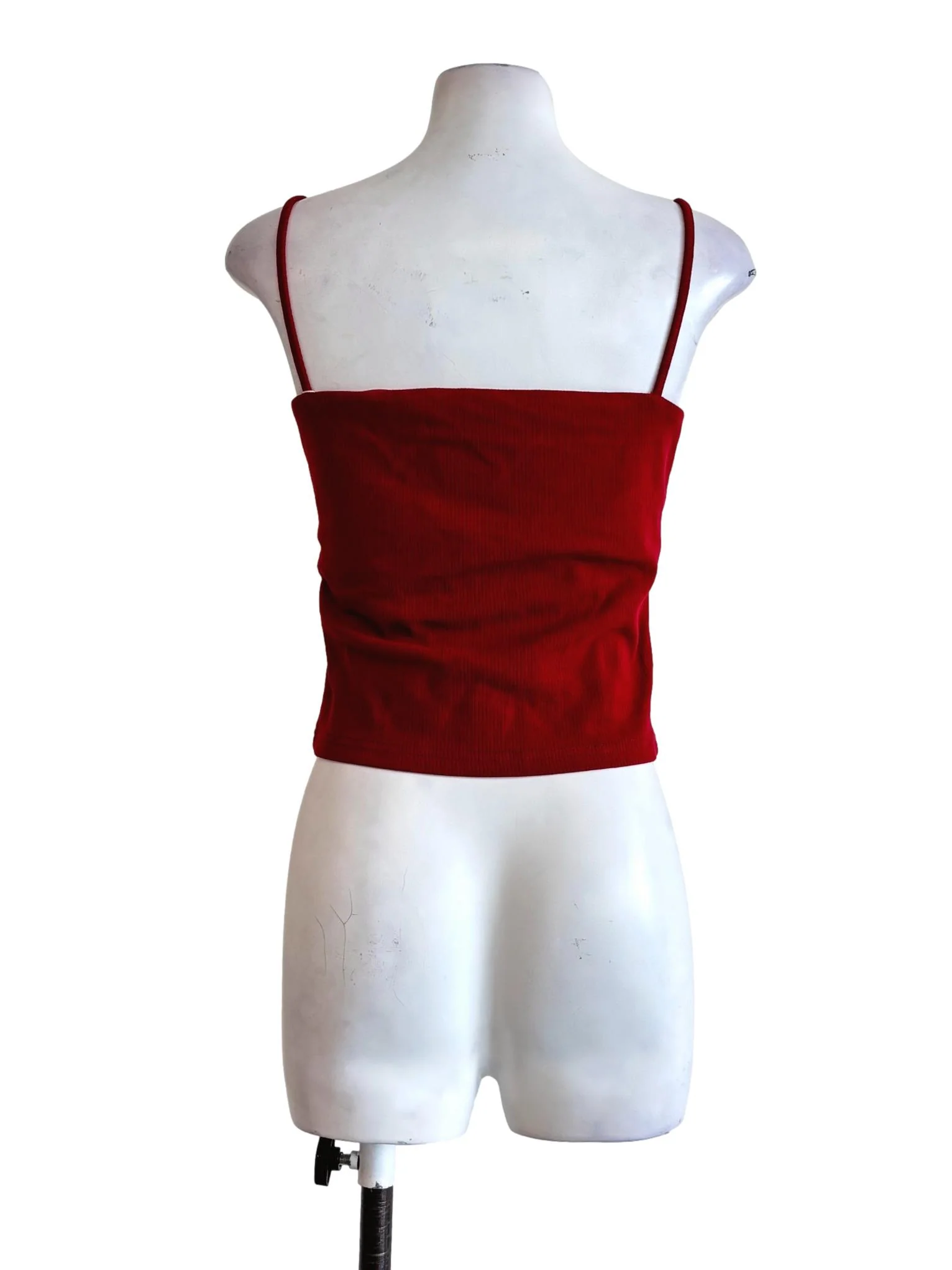 Crimson Red Ribbed Camisole Top - Image 2