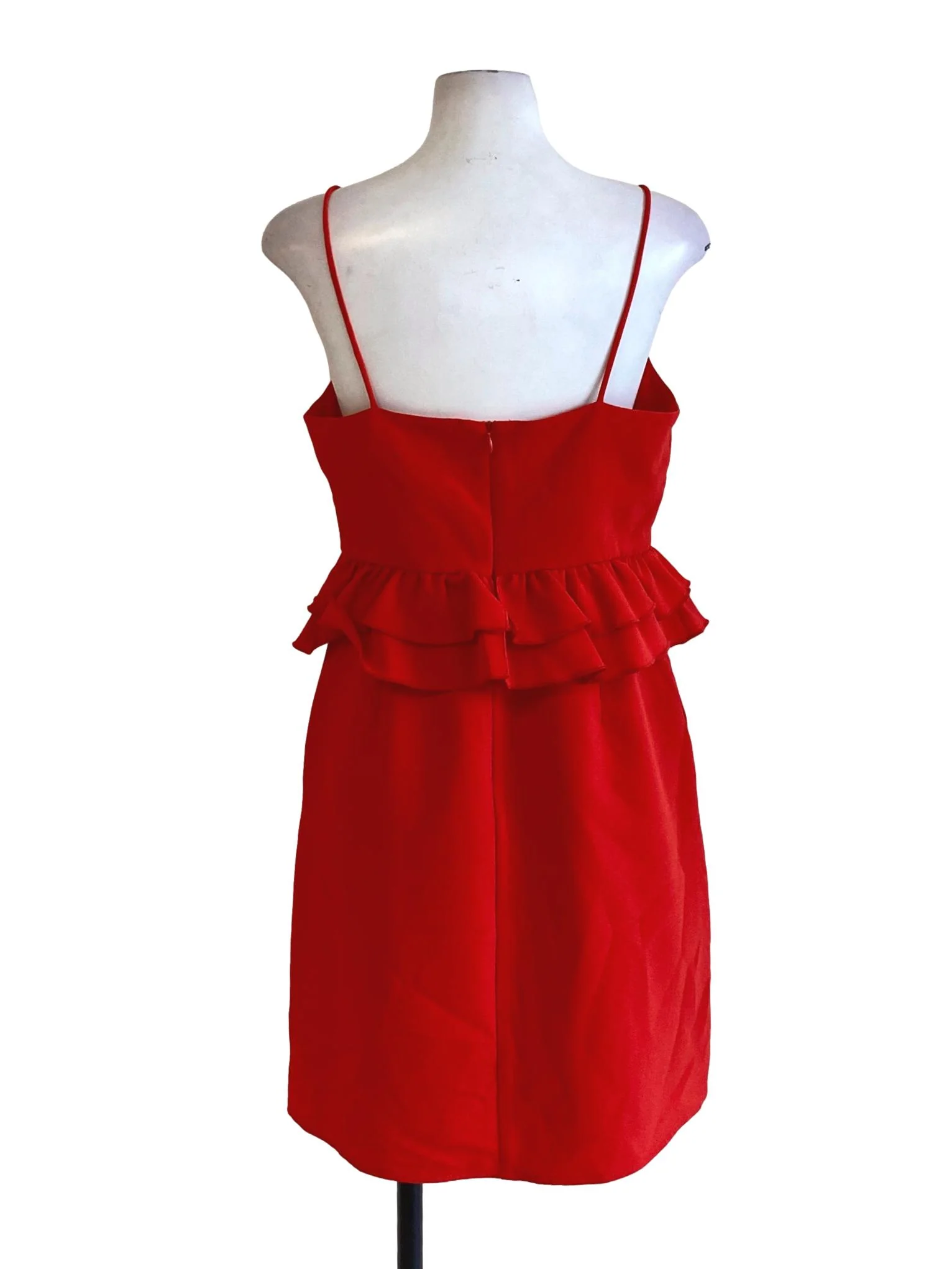 Crimson Red Sweetheart Spaghetti Strap Peplum Dress LB - Image 2
